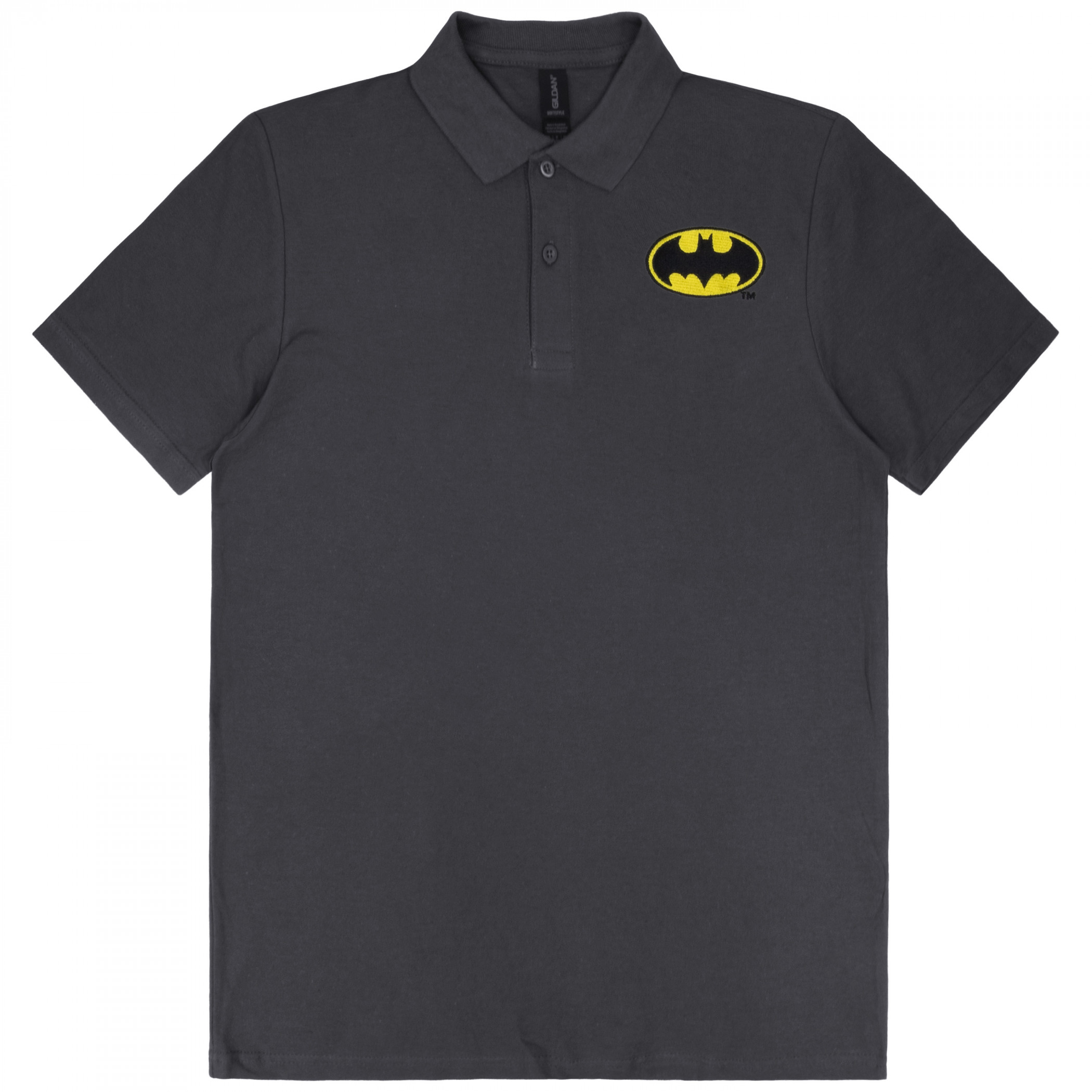 Batman Classic Logo Knit Athletic Men's Polo Shirt, Grey