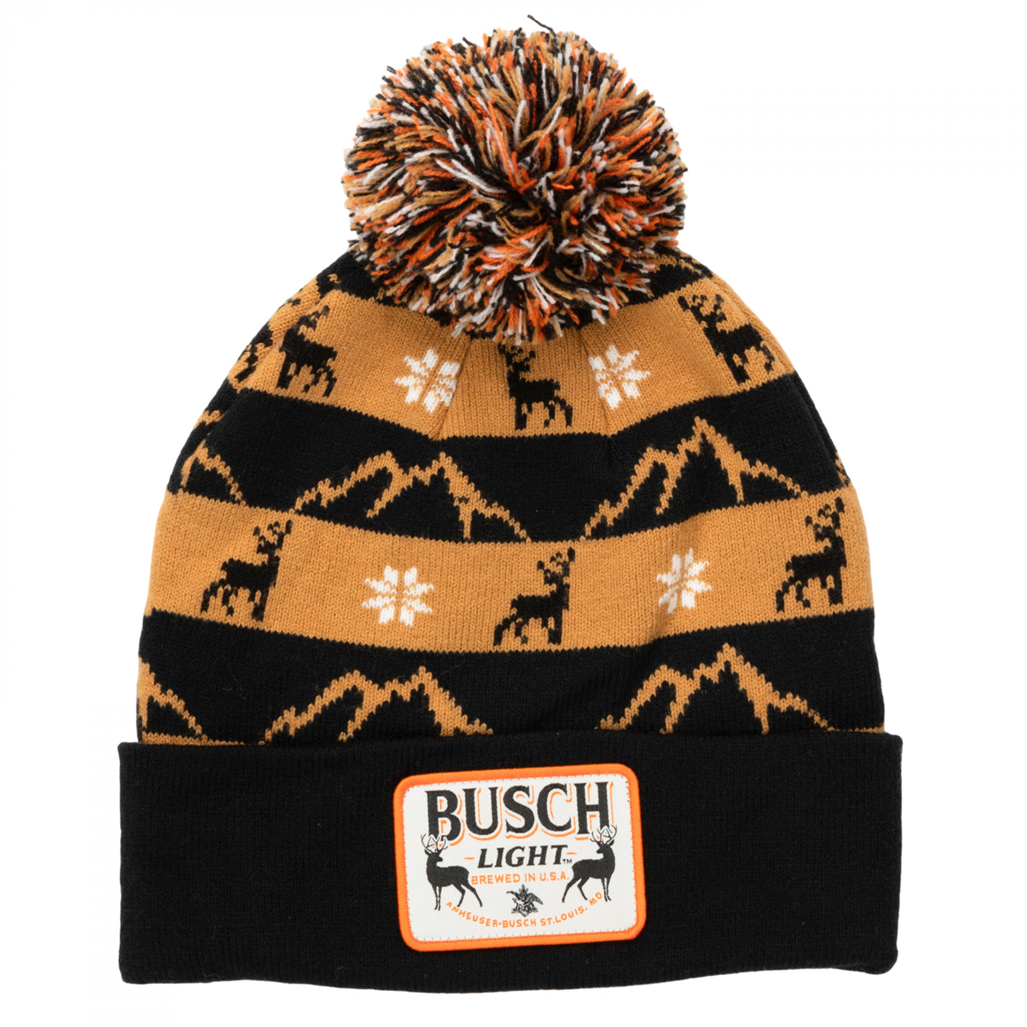 Busch Light Reindeer Cuffed Jacquard Beanie with Pom - image 2