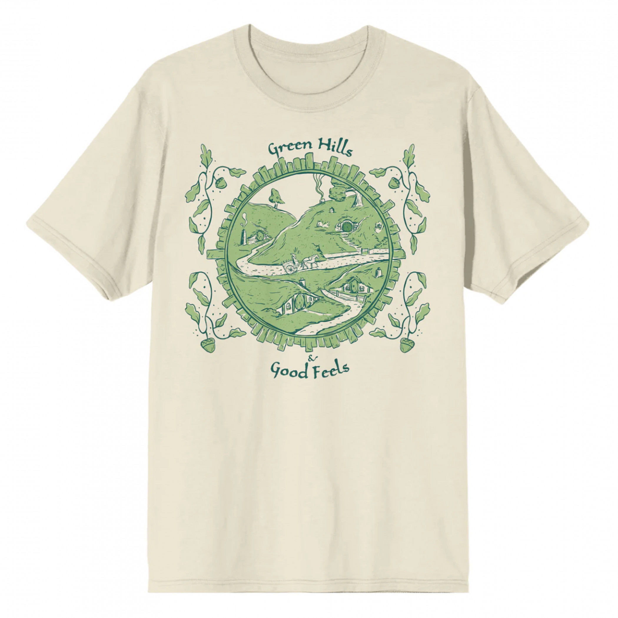 Lord of the Rings Green Hills and Good Feels T-Shirt, Beige