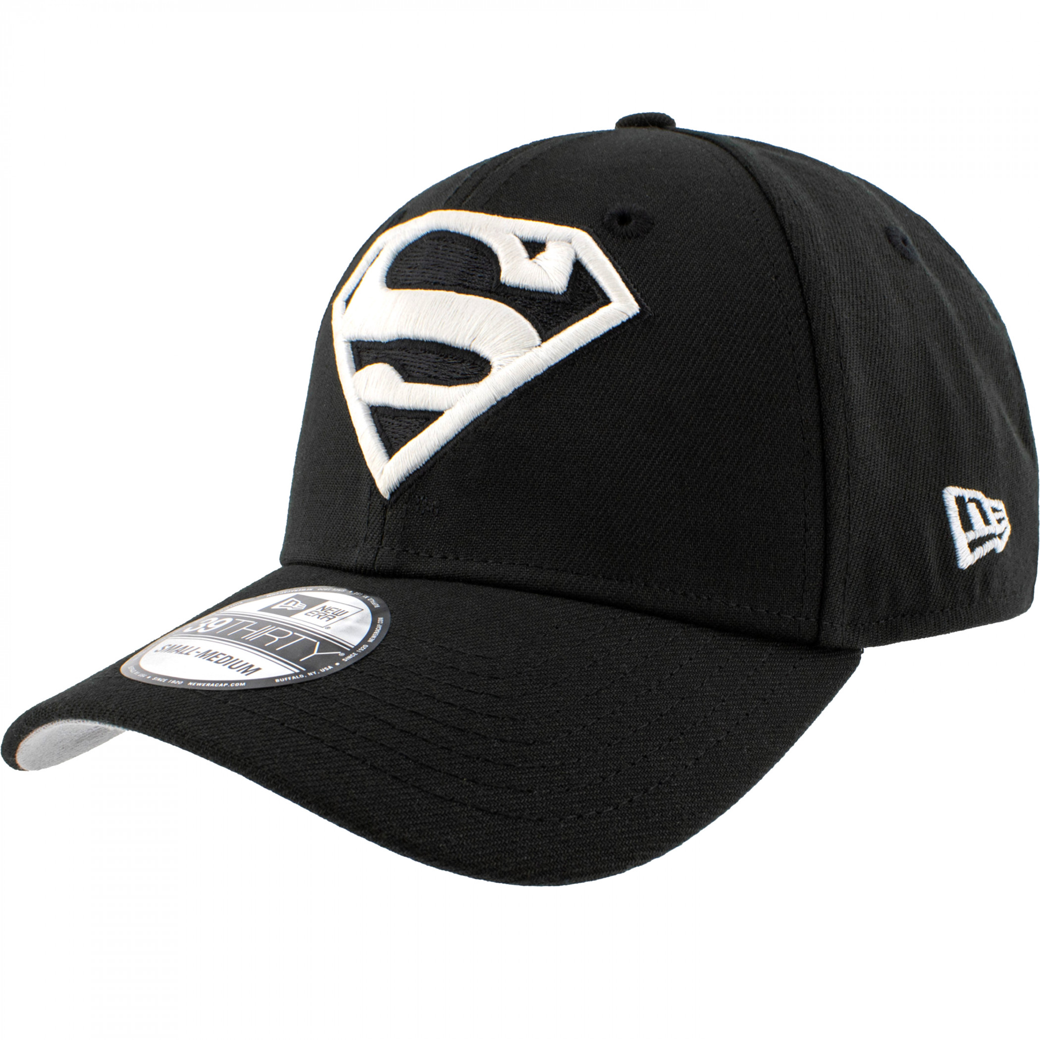 Superman Classic Logo Glow In The Dark New Era 39Thirty Fitted Hat, Black