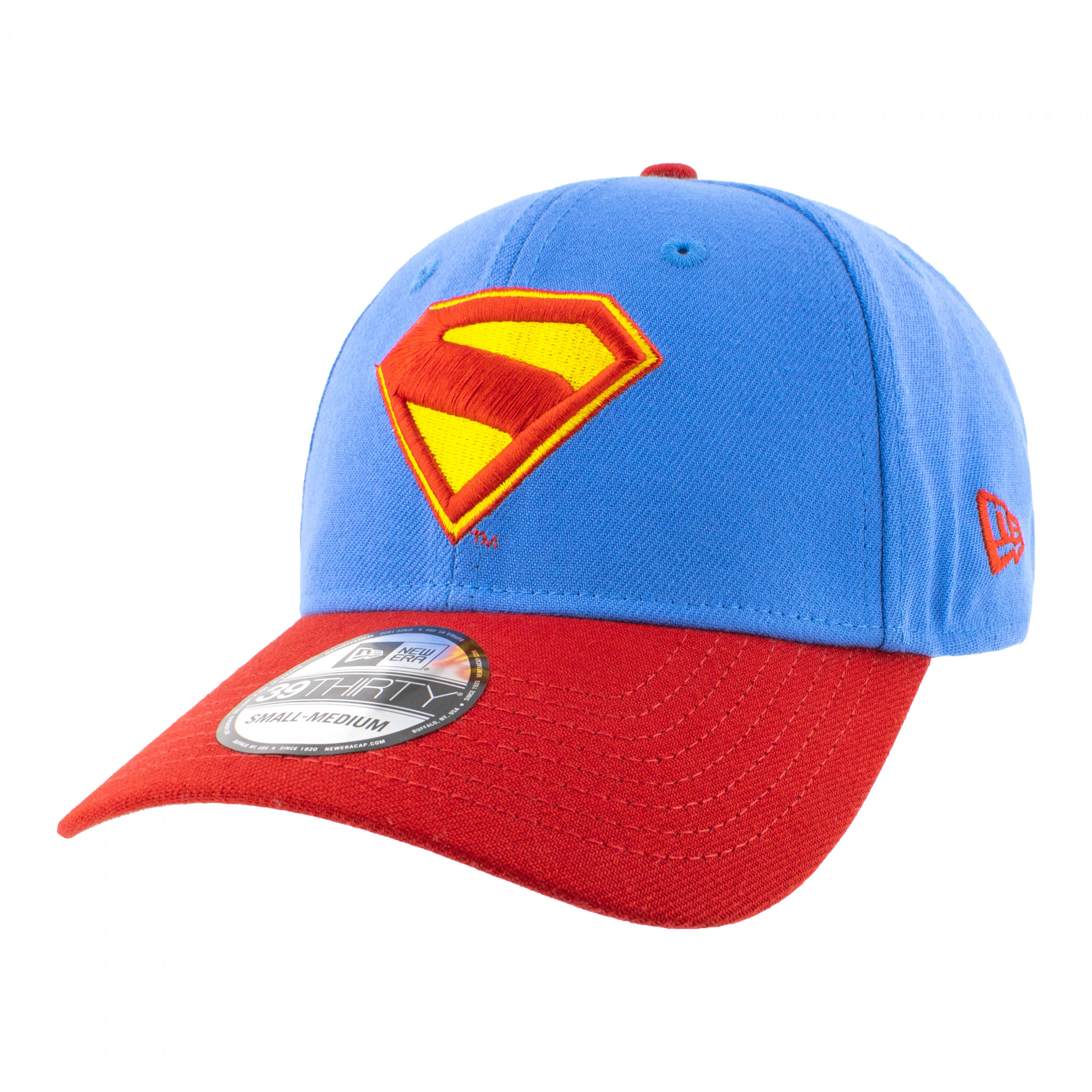 Superman Logo Red & Blue New Era 39Thirty Fitted Hat, Multi-Color