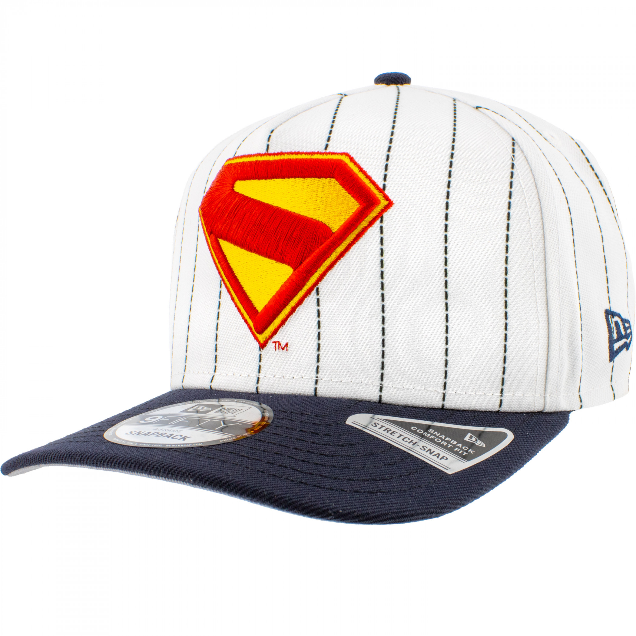 Superman Logo Pinstripe New Era 9Seventy Adjustable Snapback Hat, White