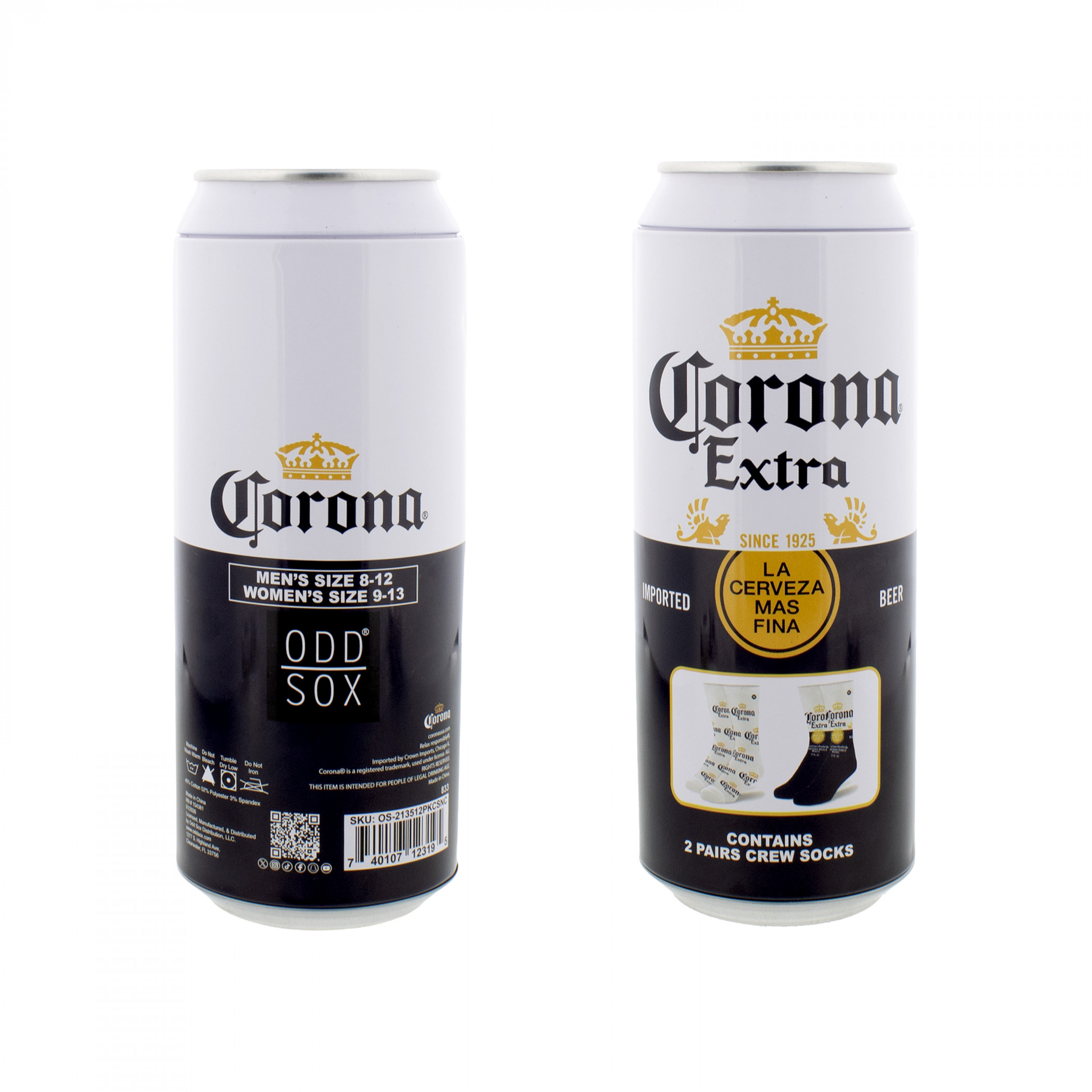 Corona Extra Logo and Label Crew Socks 2-Pack in Beer Can