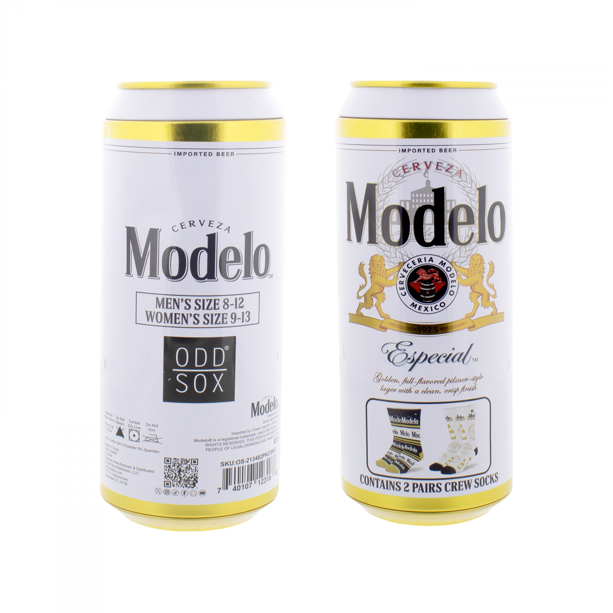 Model Especial Stripes and Bottles Crew Socks 2-Pack in Beer Can
