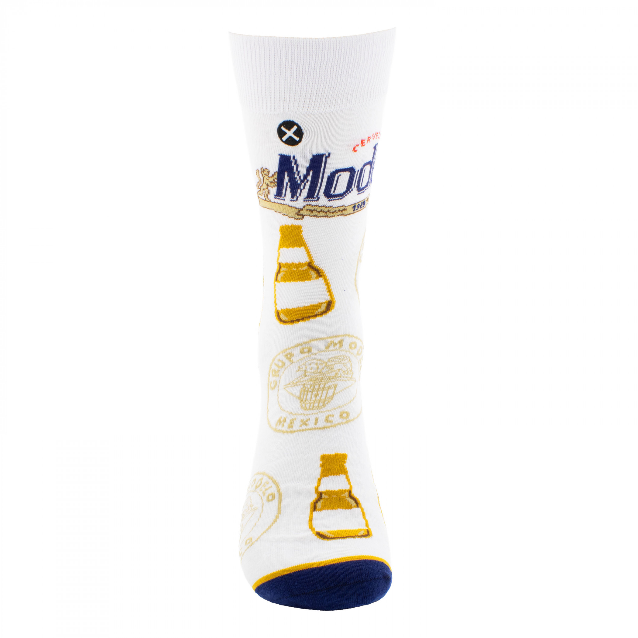 Model Especial Stripes and Bottles Crew Socks 2-Pack in Beer Can