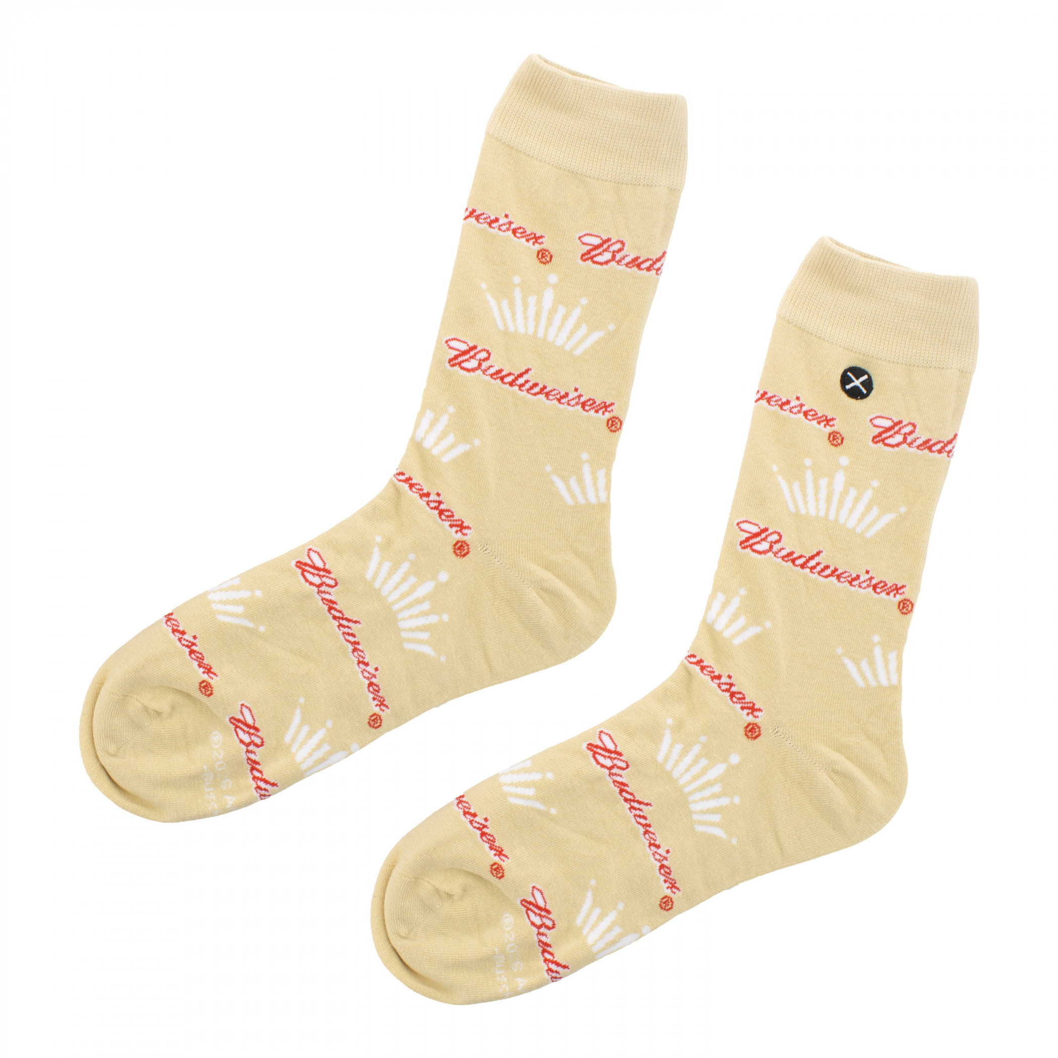 Budweiser Logo and Stripes Crew Socks 2-Pack in Beer Can