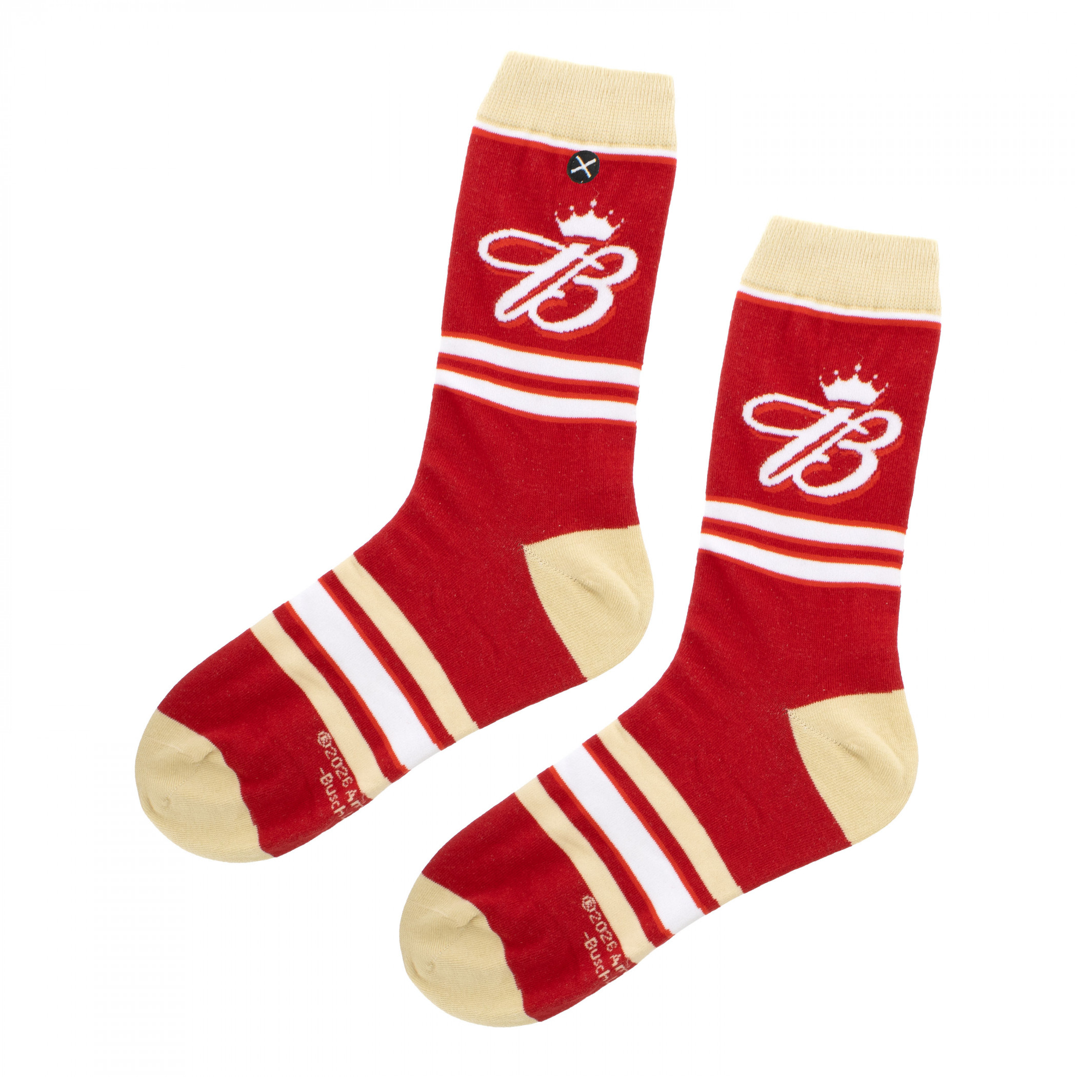 Budweiser Logo and Stripes Crew Socks 2-Pack in Beer Can