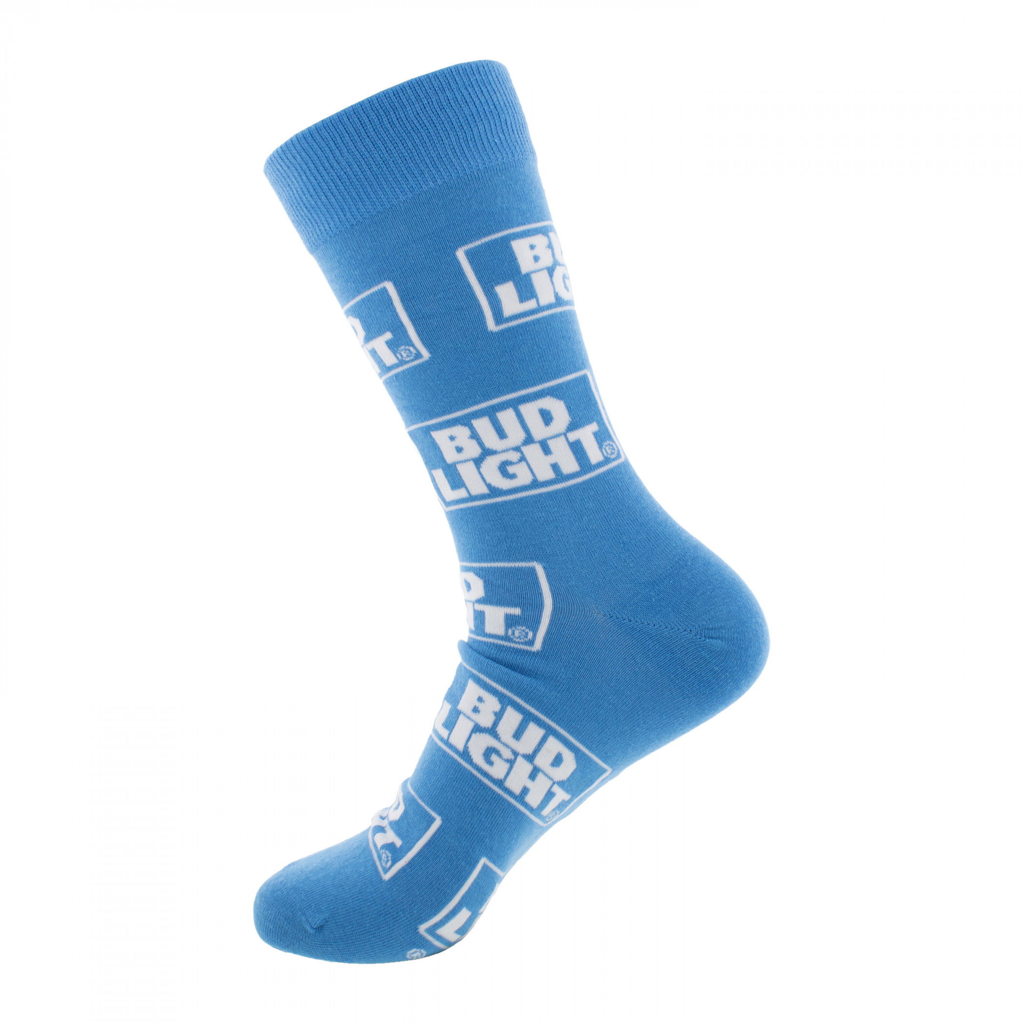 Bud Light Logo and Stripes Crew Socks 2-Pack in Beer Can