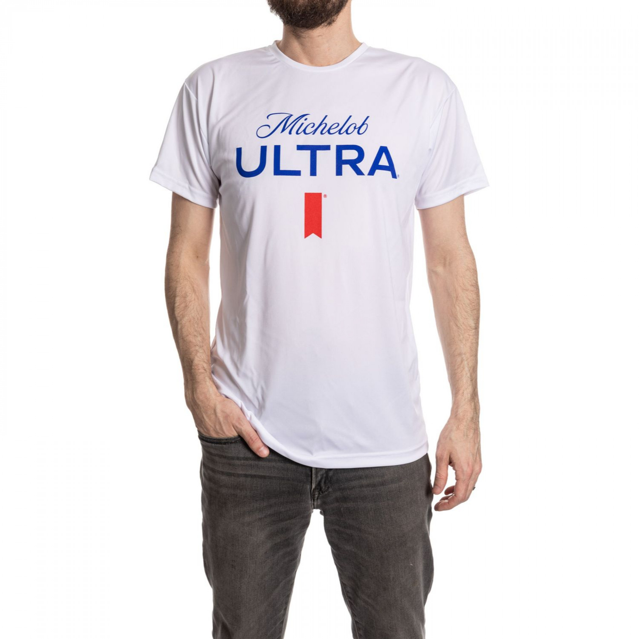 Michelob Ultra Large Logo White Colorway Wicking Rash Guard Shirt