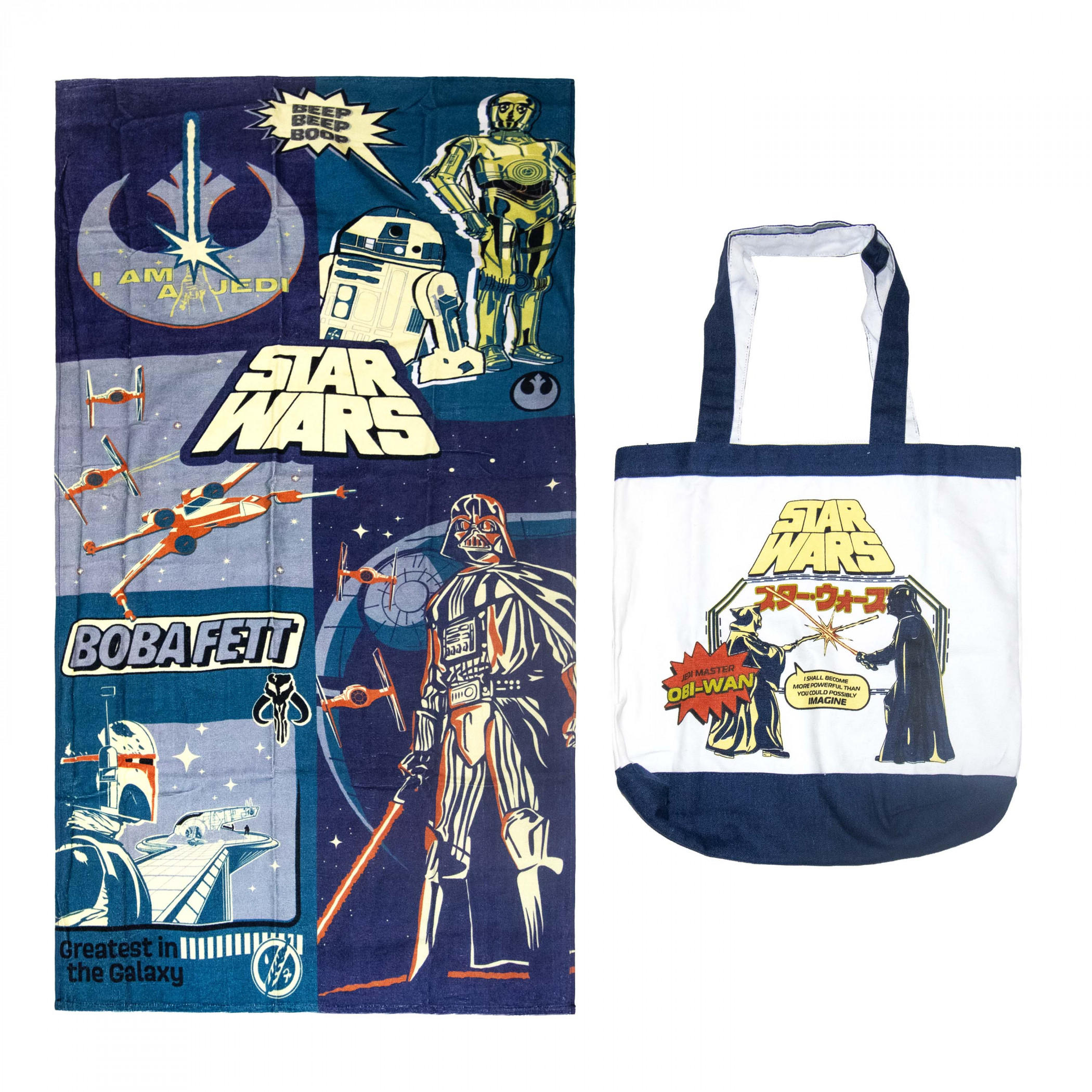 Star Wars Manga Art 28' x 58' Beach Towel and Tote Bag Set, Multi-Color