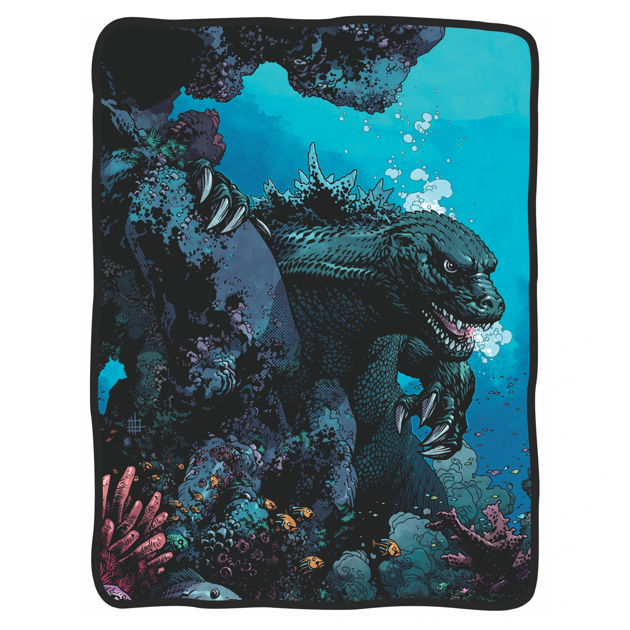 Godzilla Underwater 45' x 60' Fleece Throw Blanket, Multi-Color