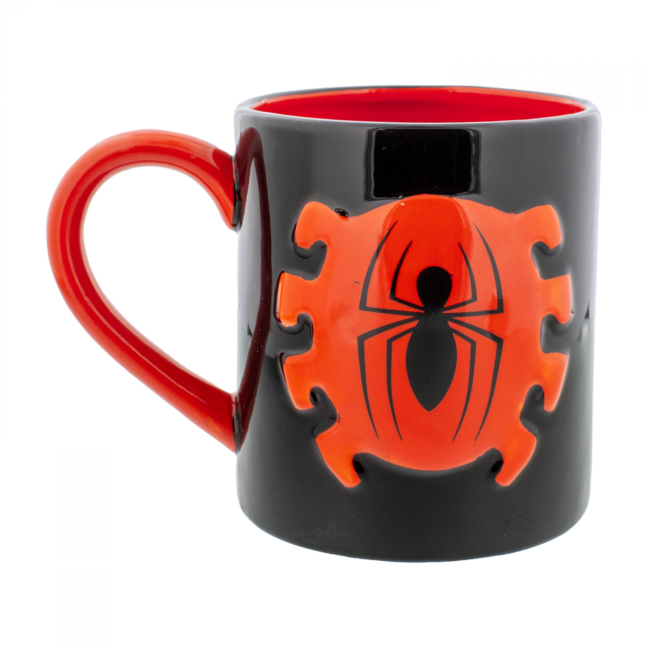Spider-Man Face and Logos Embossed 20oz Ceramic Mug, Multi-Color