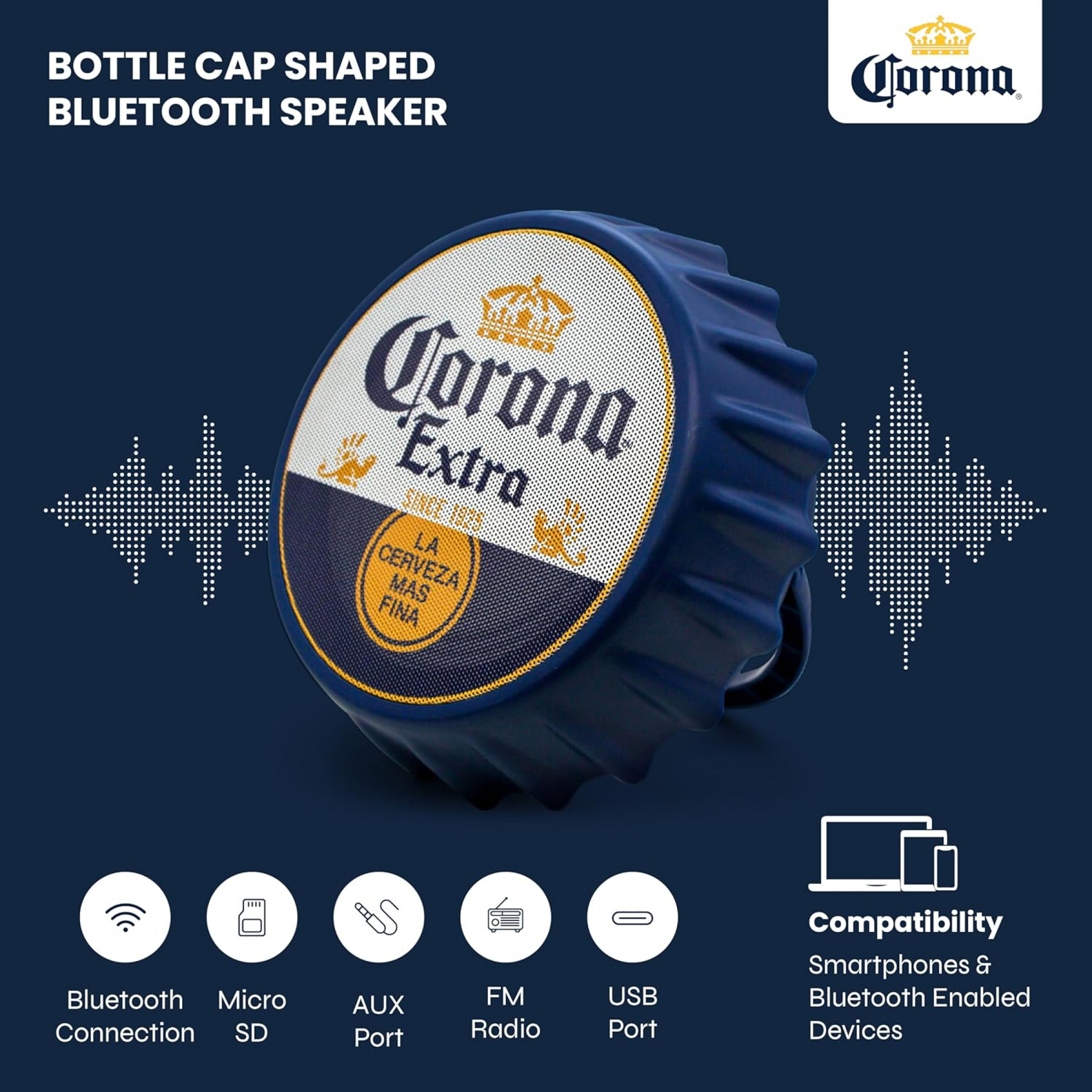 Corona Extra Bottle Cap Shaped Bluetooth Speaker