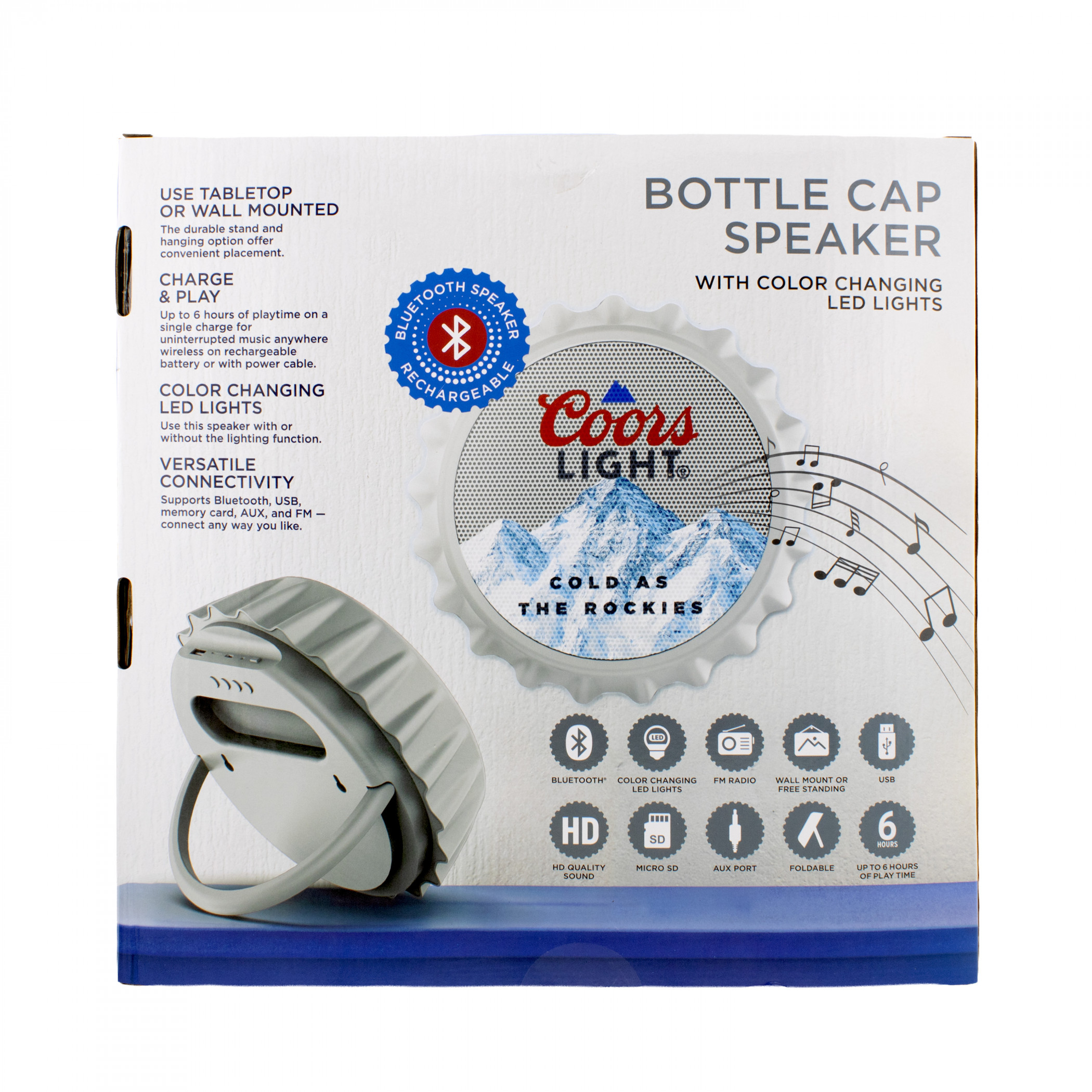 Coors Light Bottle Cap Shaped Bluetooth Speaker