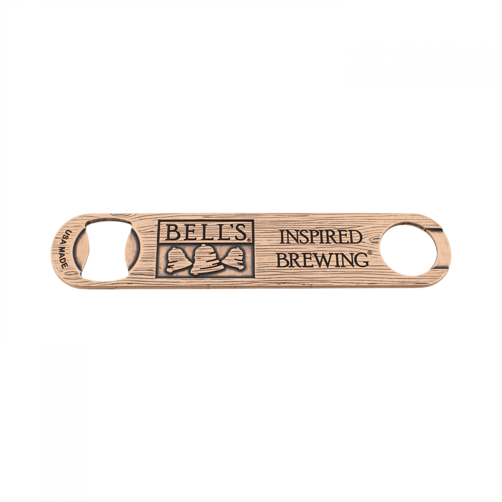 Bells Whisky Paddle Bottle Opener with Woodgrain Copper Finish
