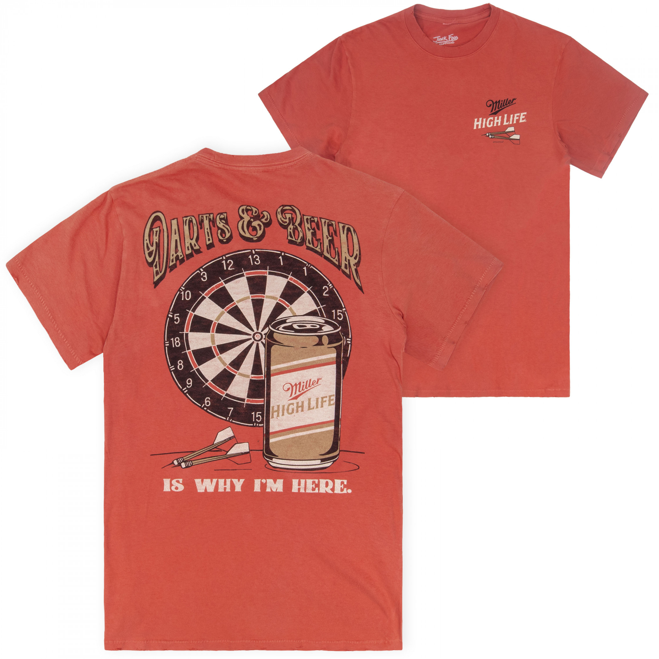 Miller High Life Darts and Beer Front and Back T-Shirt by Junk Food