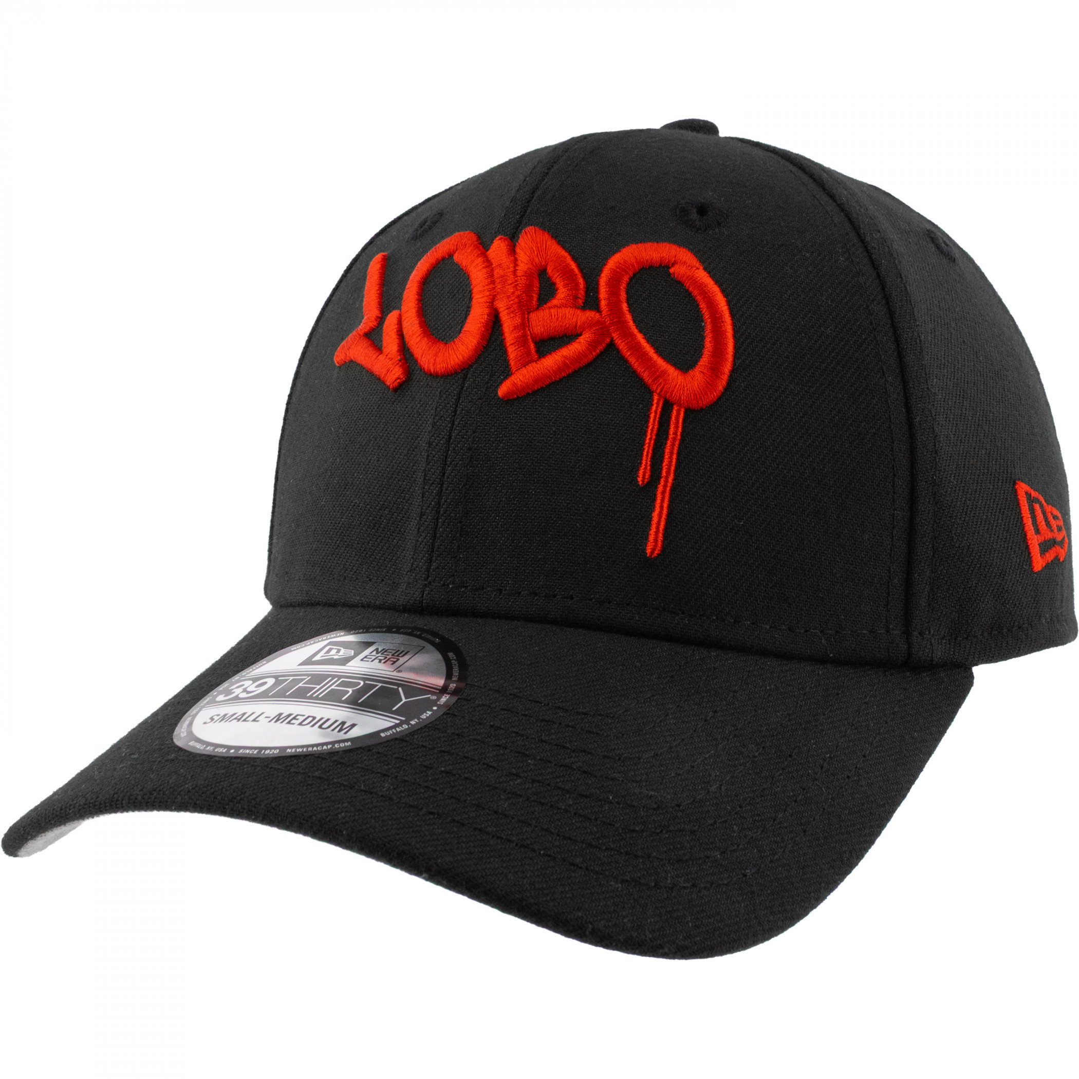 Lobo Drip Graffiti New Era 39Thirty Fitted Hat, Black