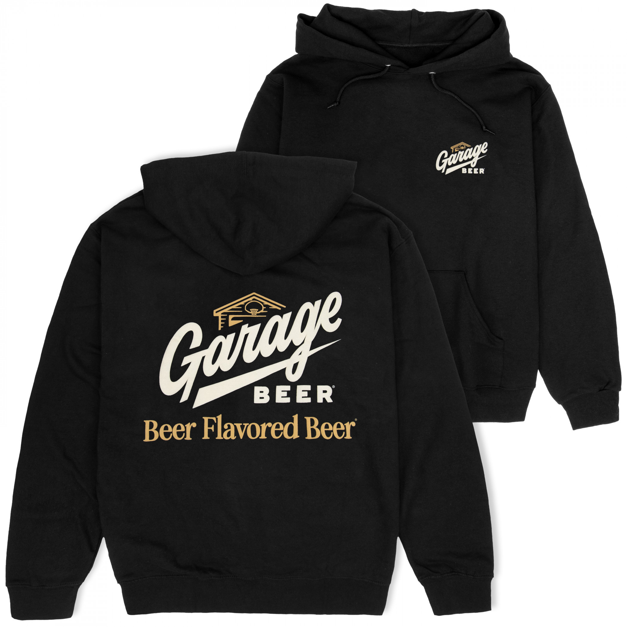 Garage Beer - Beer Flavored Beer Black Front & Back Print Hoodie