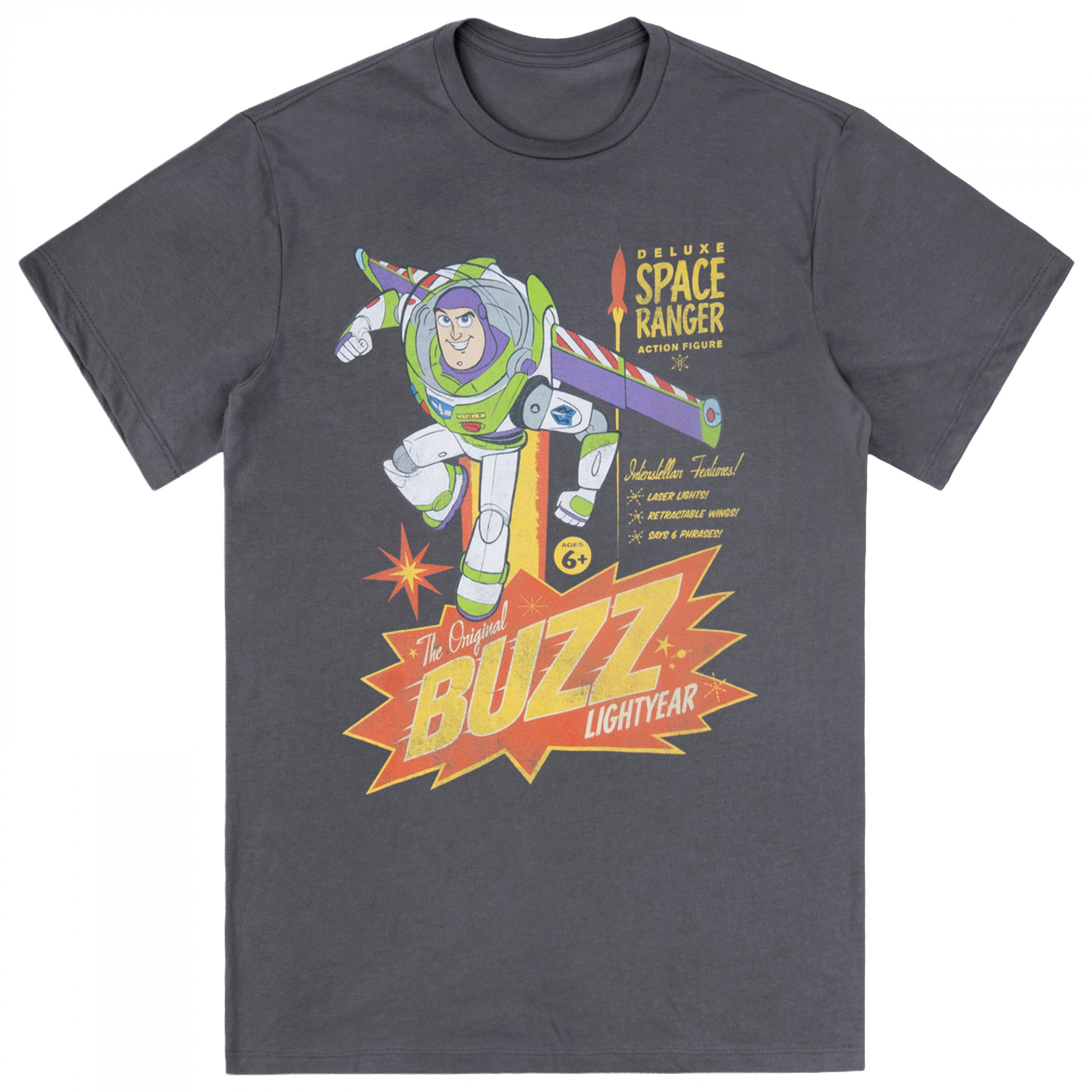 Toy Story The Original Buzz Lightyear Deluxe Space Ranger T-Shirt, Grey