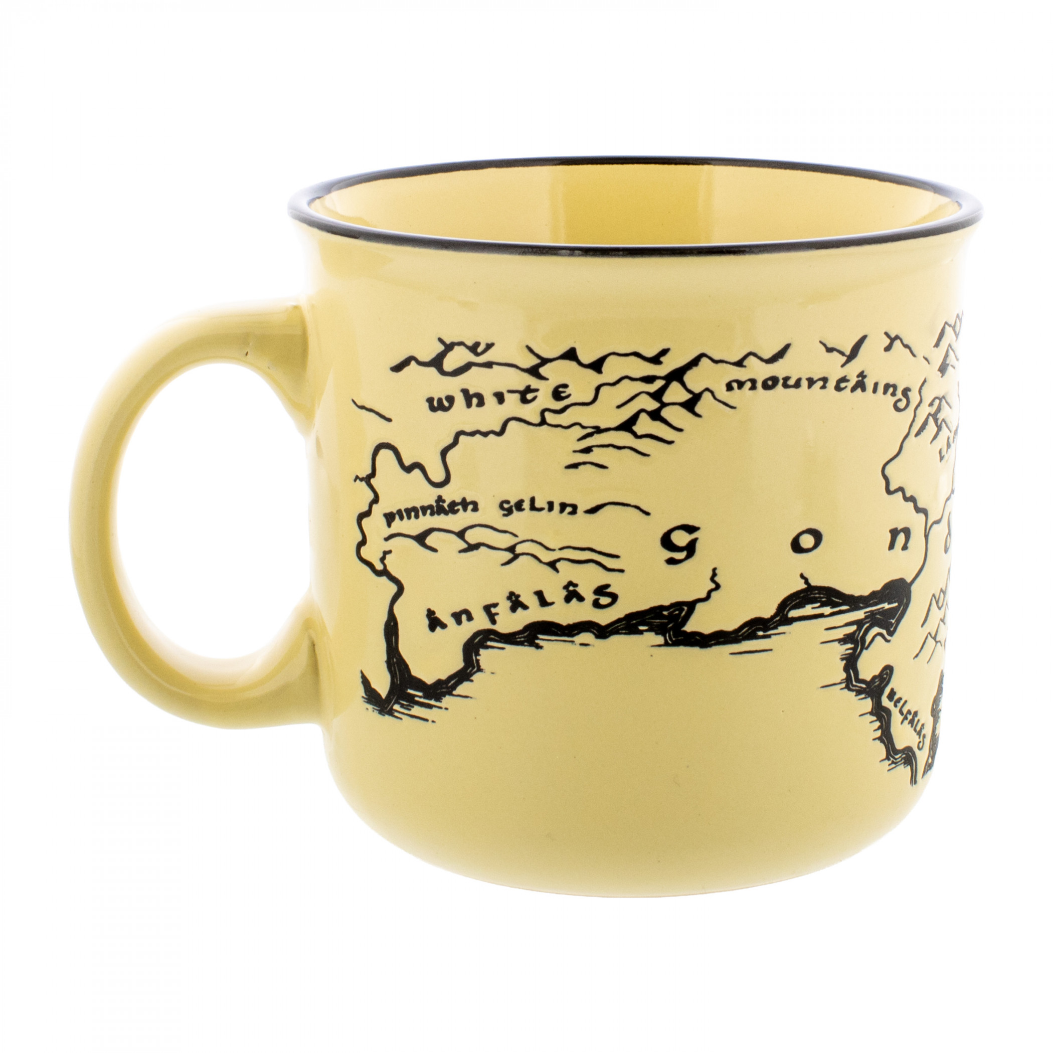 Lord of the Rings Fellowship Map Wax Resist 20 oz Ceramic Camper Mug, Beige