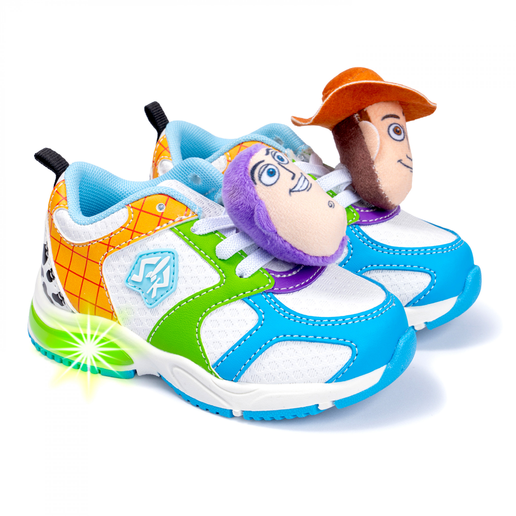 Toy Story Buzz and Woody Light Up Toddler Boy's Sneakers, Multi-Color