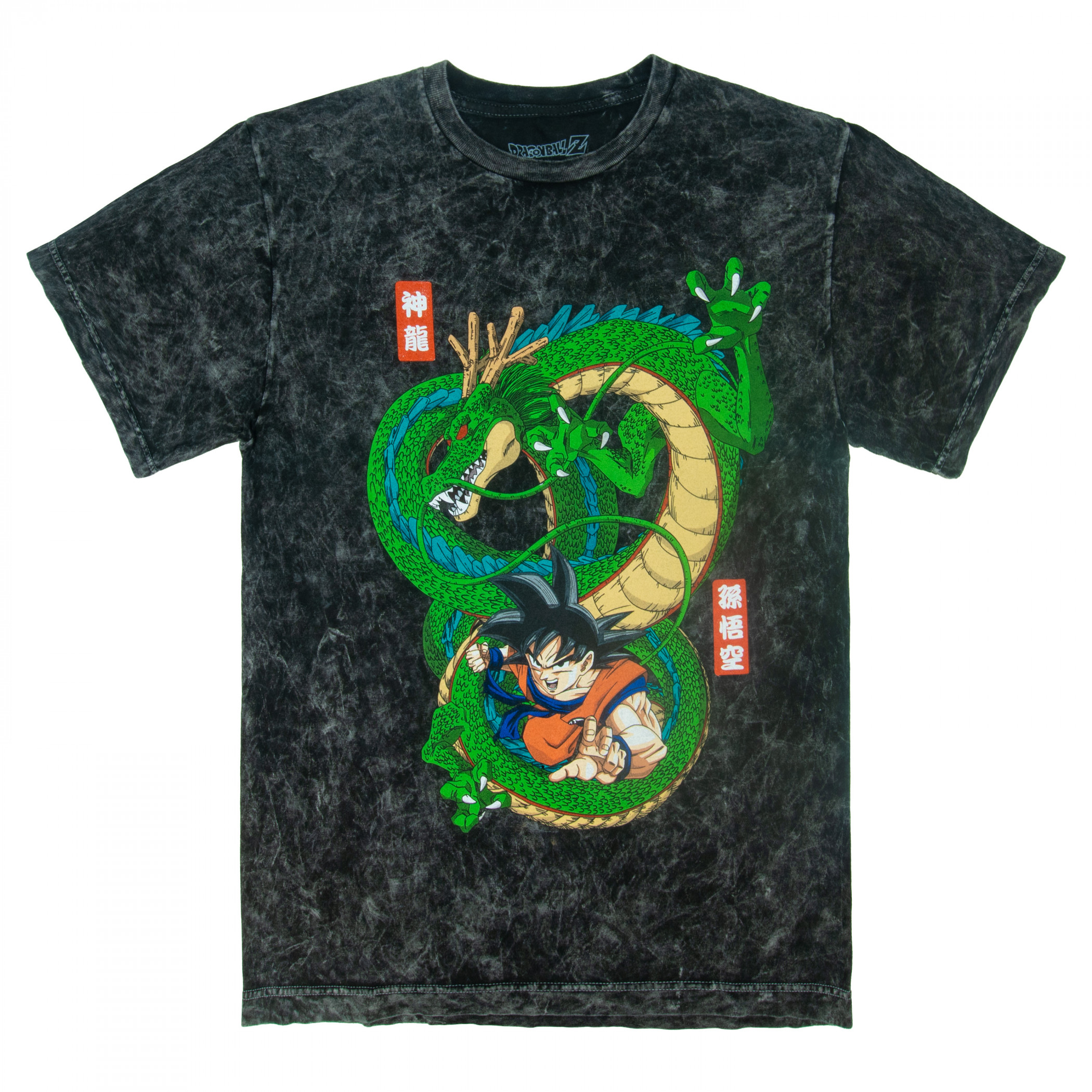 Dragon Ball Z Goku and Shenron Mineral Wash T-Shirt, Black