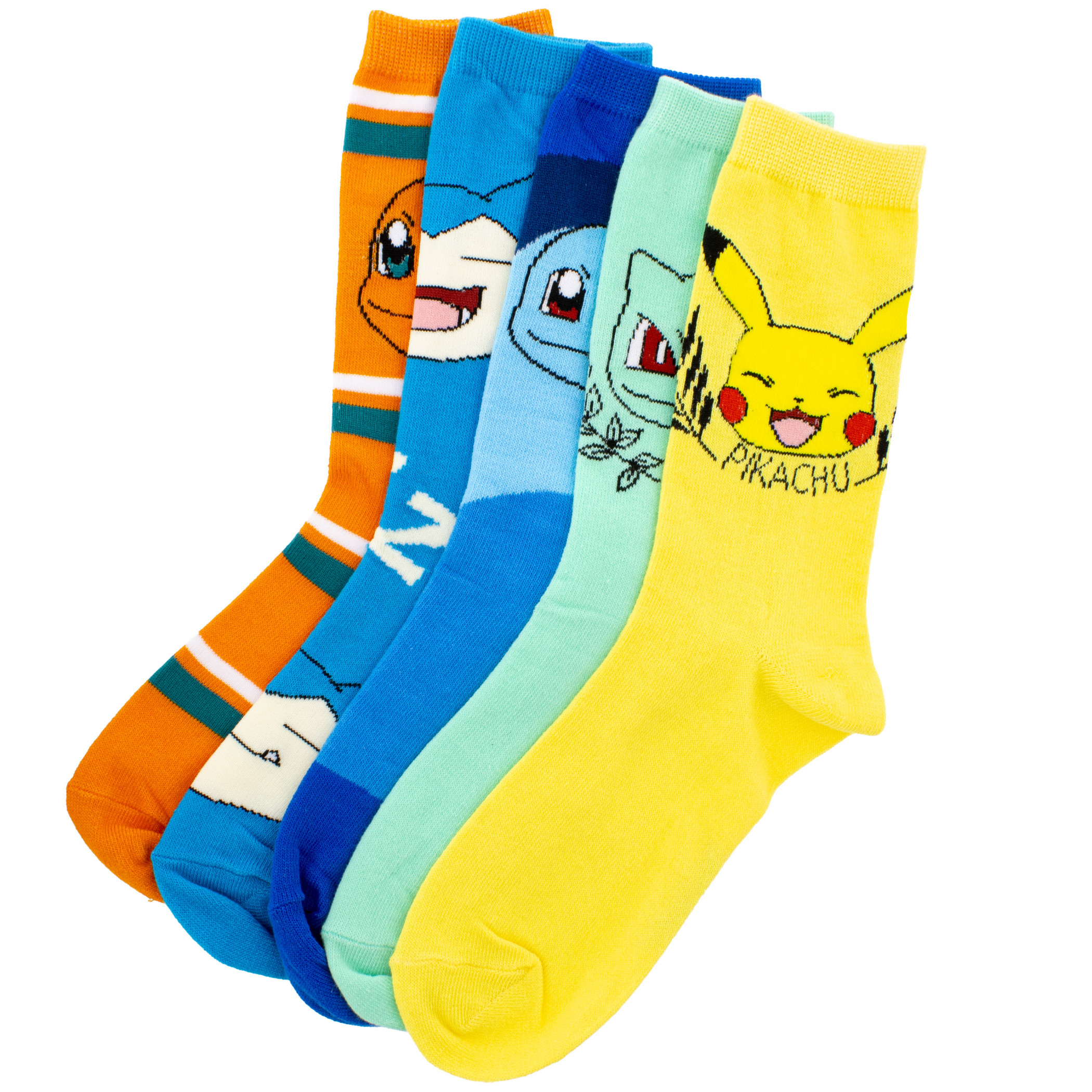 Pokemon Gen 1 Favorites 5-Pack Crew Socks, Multi-Color
