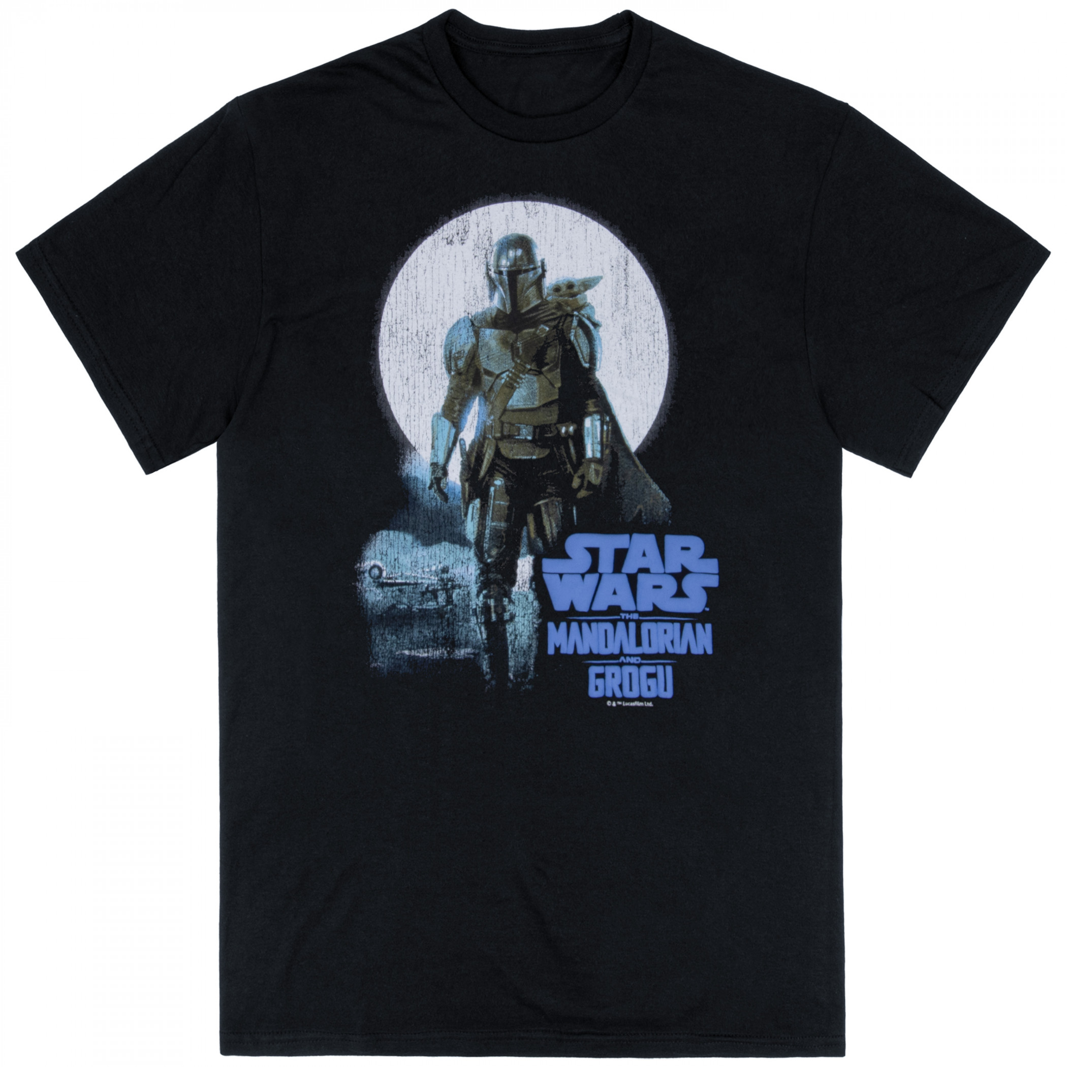 Star Wars The Mandalorian and Grogu by Moonlight T-Shirt, Black