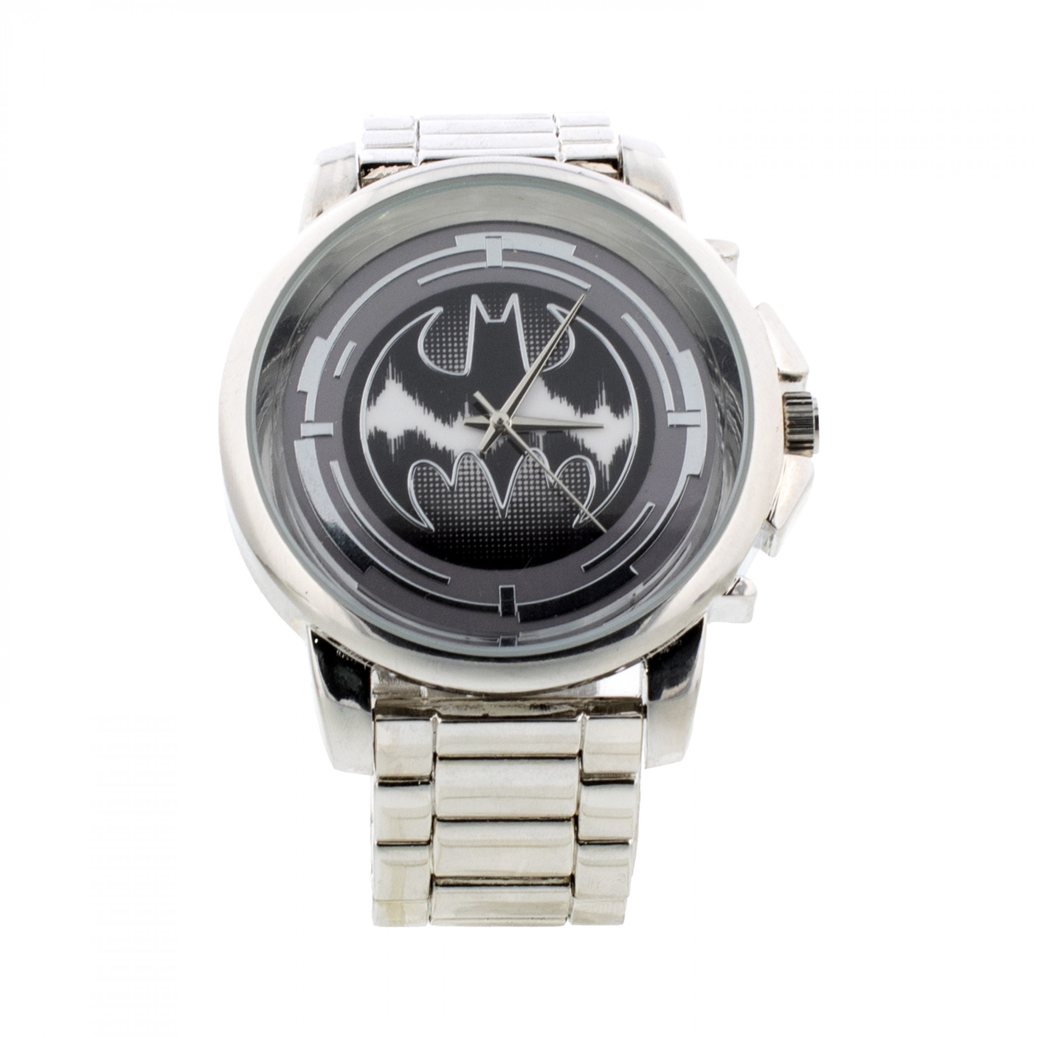 Batman The Bat Signal Wave Stripe Silver Analog Watch, Silver
