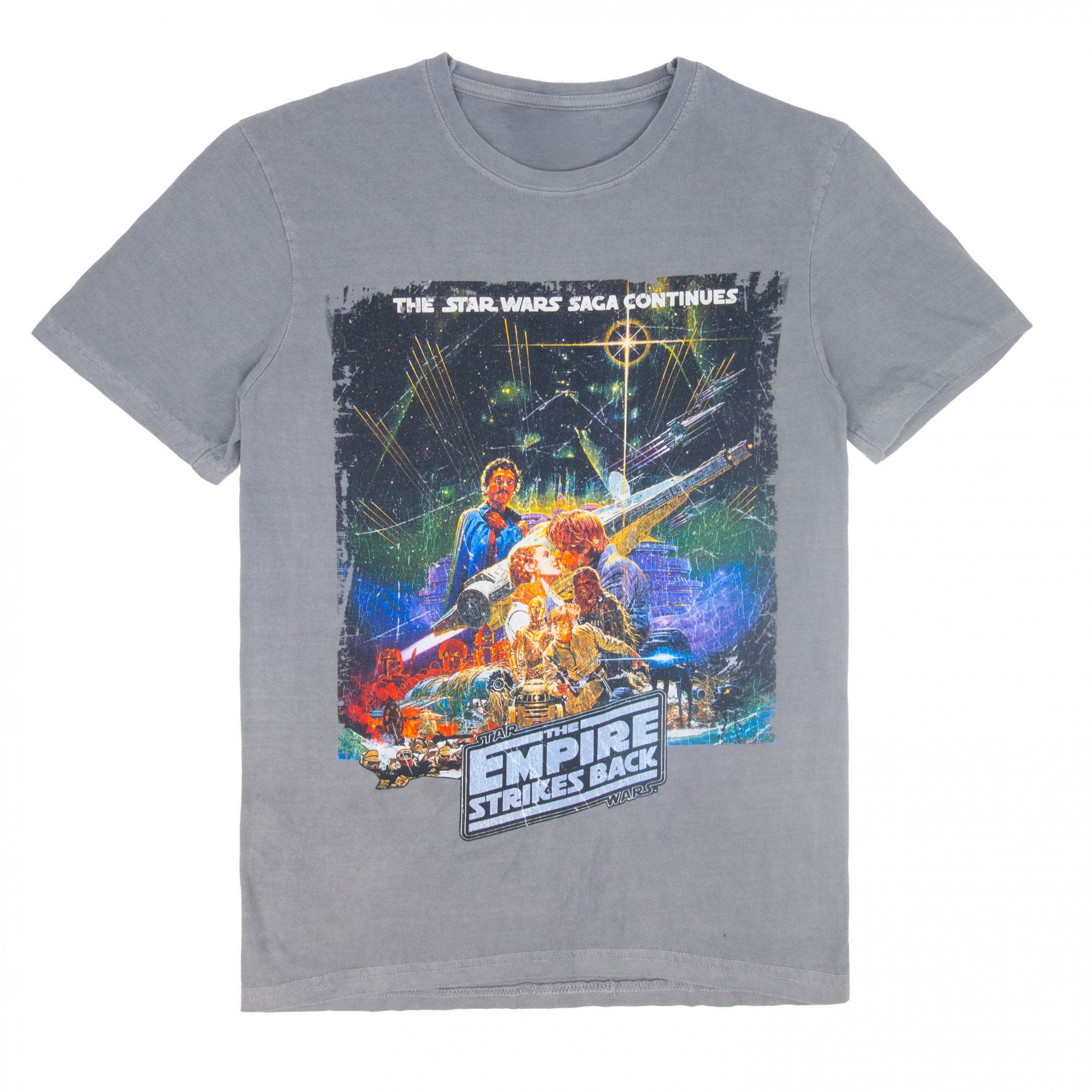 Star Wars Empire Strikes Back - The Saga Continues Grey T-Shirt, Grey