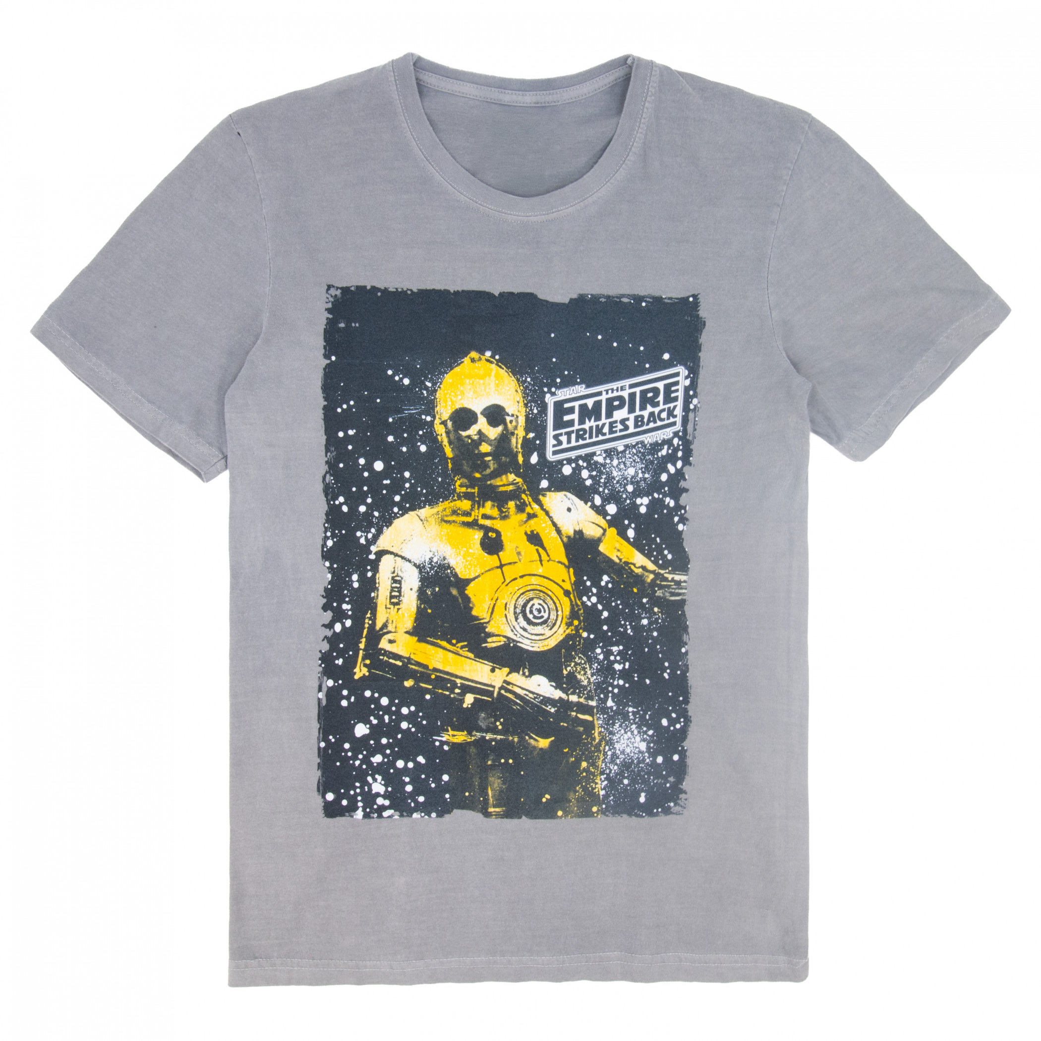 Star Wars Empire Strikes Back C3PO Stone Wash T-Shirt, Grey