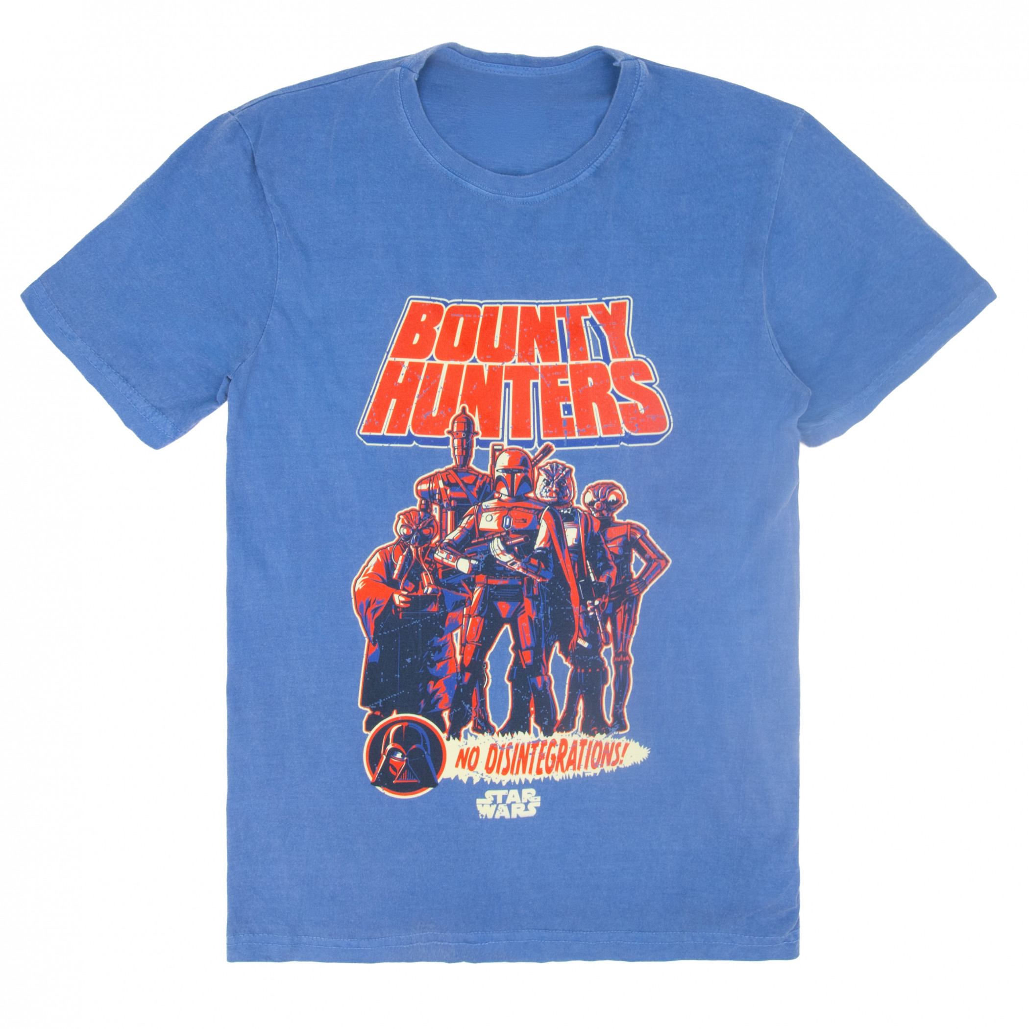 Star Wars Bounty Hunters- No Disintegrations! Stone Wash T-Shirt, Blue