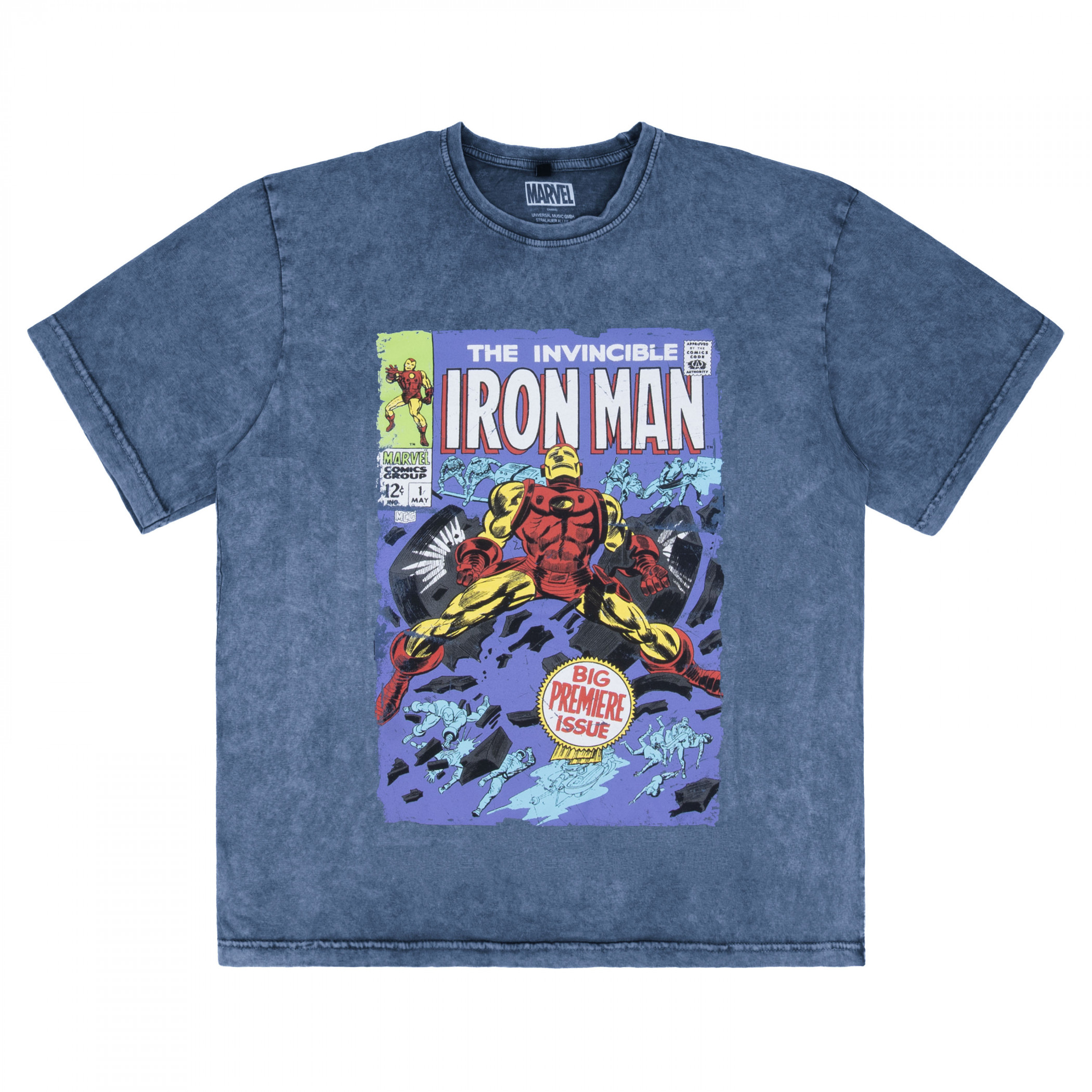 Iron Man The Invincible Vol 1 Comic Cover Graphic T-Shirt, Blue