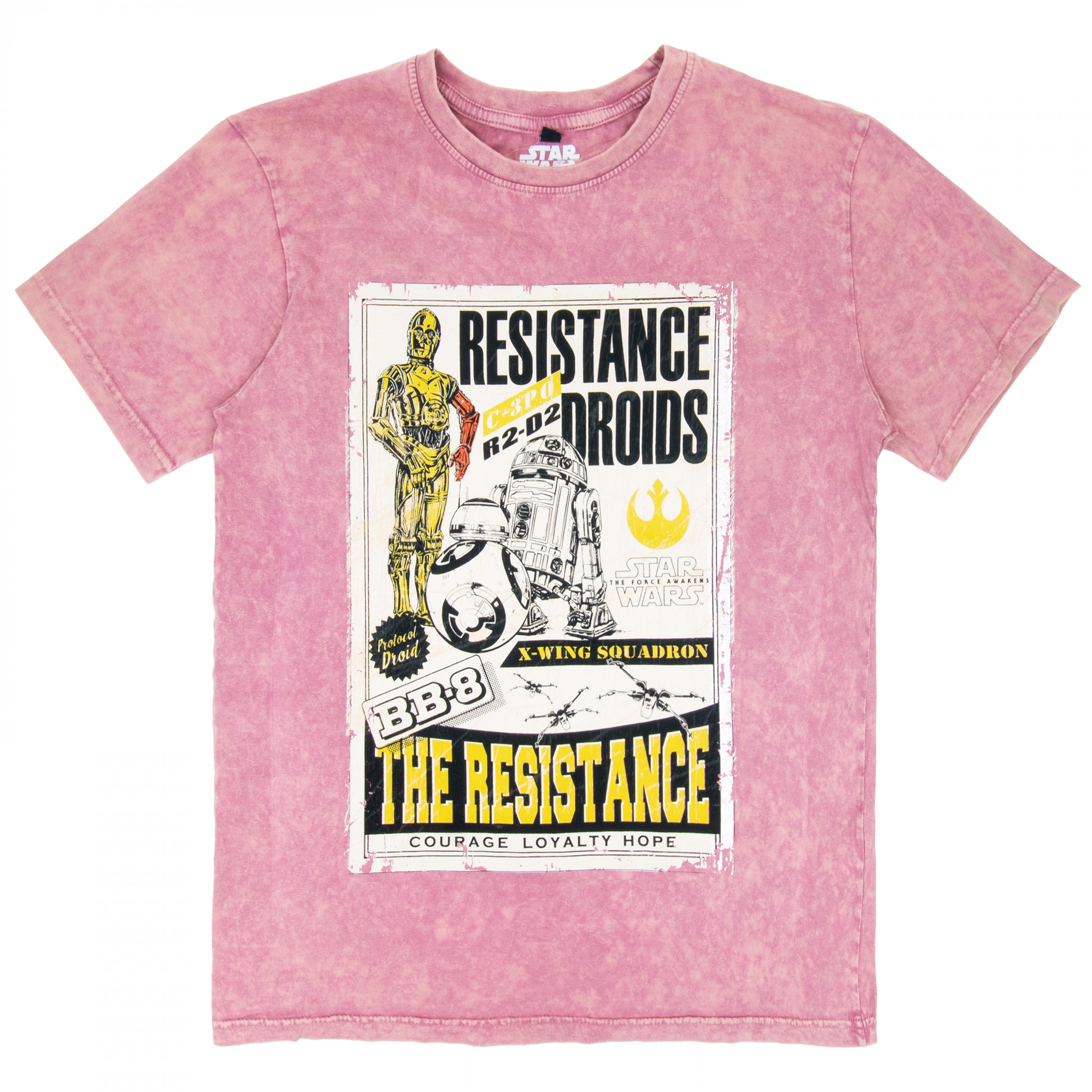 Star Wars Resistance Droids Stone Wash T-Shirt, Red