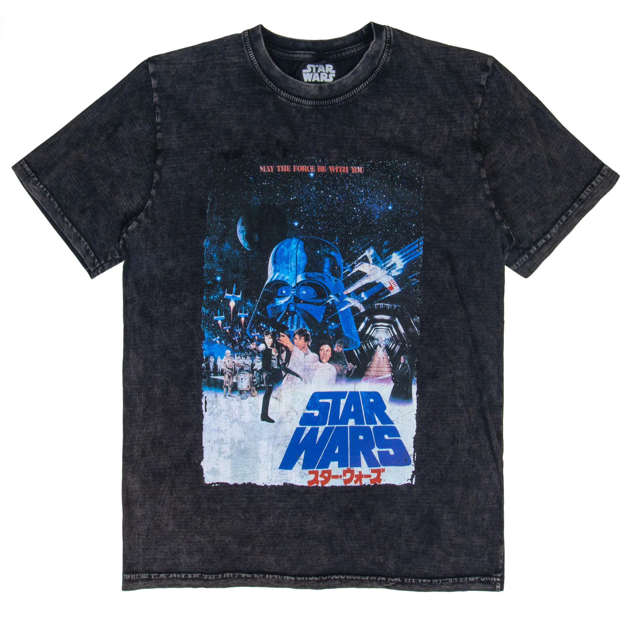 Star Wars May the Force Be With You Stone Wash T-Shirt, Black