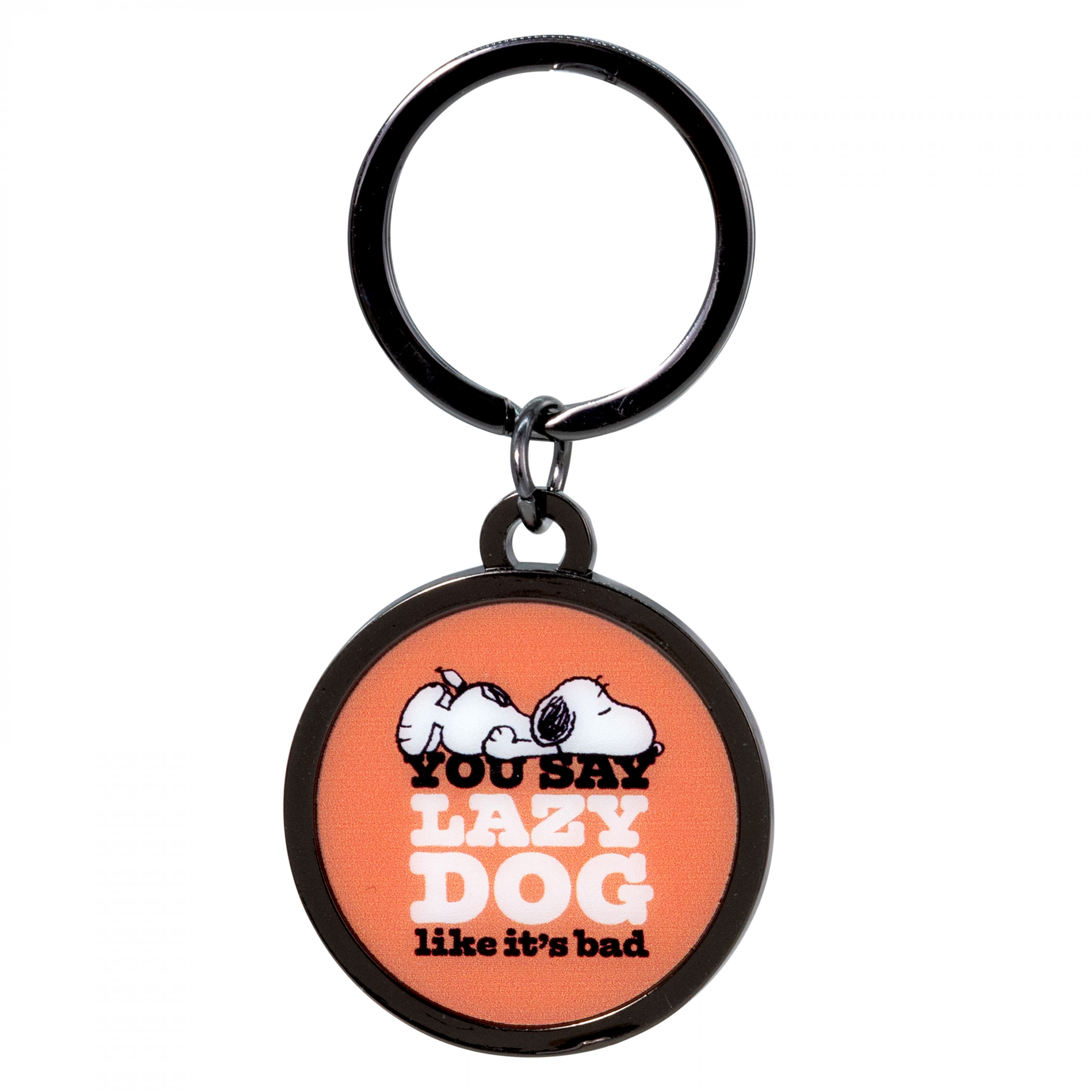 Peanuts Snoopy You Say Lazy Dog Like It's Bad Domed Keychain, Purple