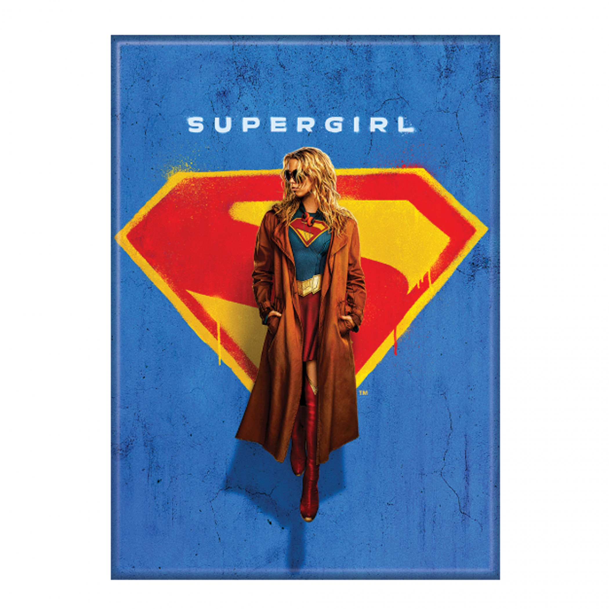 Supergirl Movie Poster on Logo Blue Magnet, Multi-Color
