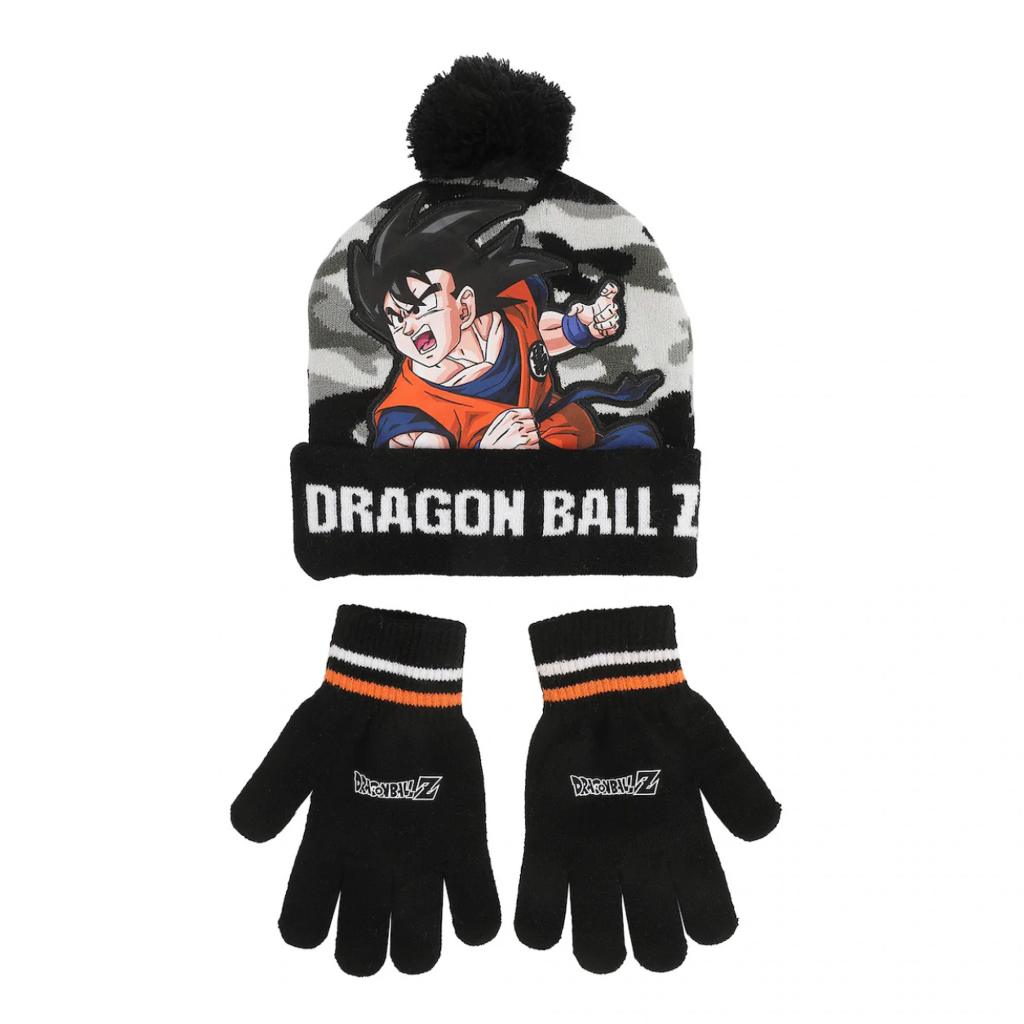 Dragon Ball Z Goku Youth Knit Pom Beanie & Gloves Set, Multi-Color