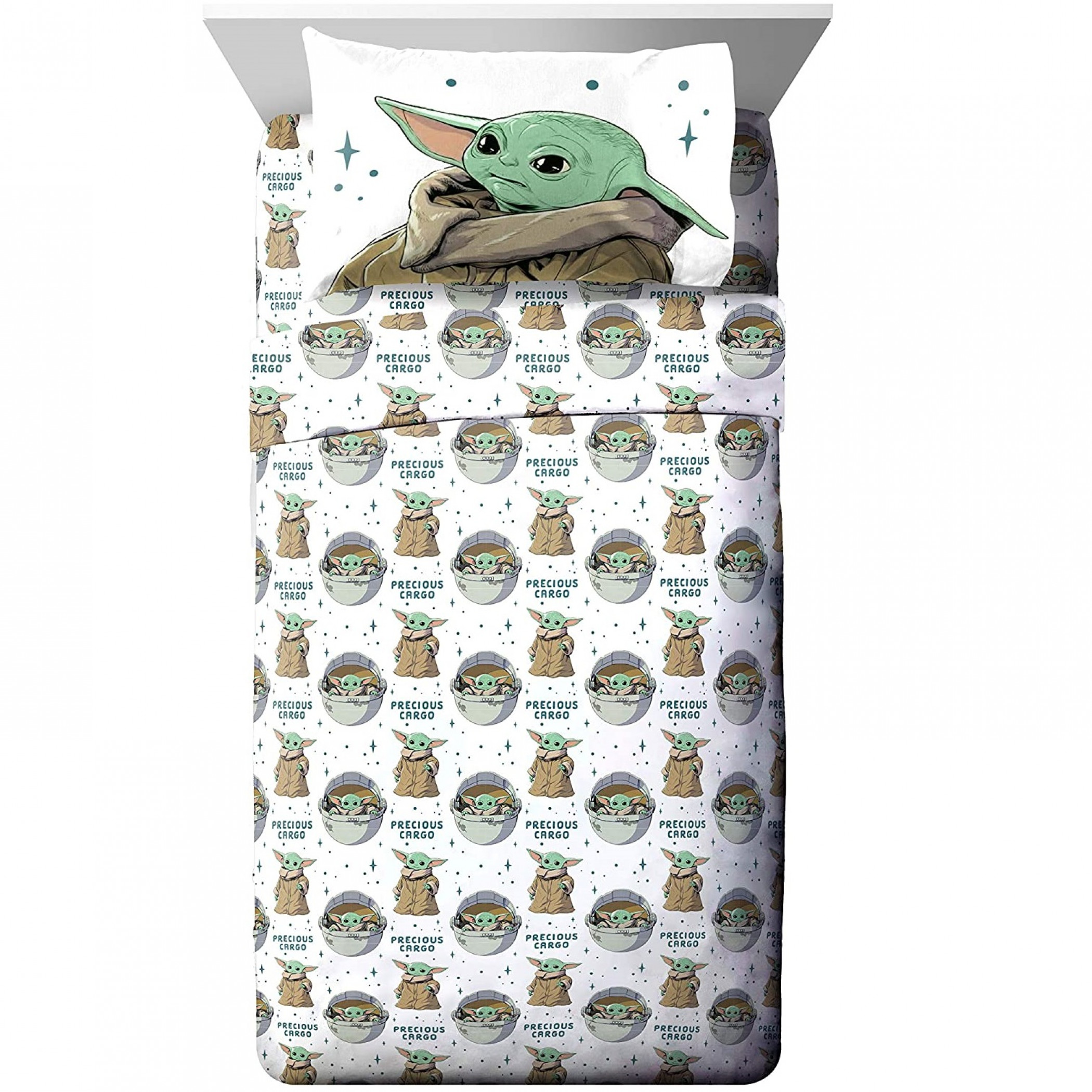 Star Wars The Mandalorian The Child Curious Child 3-Piece Twin Sheet Set, Multi-Color