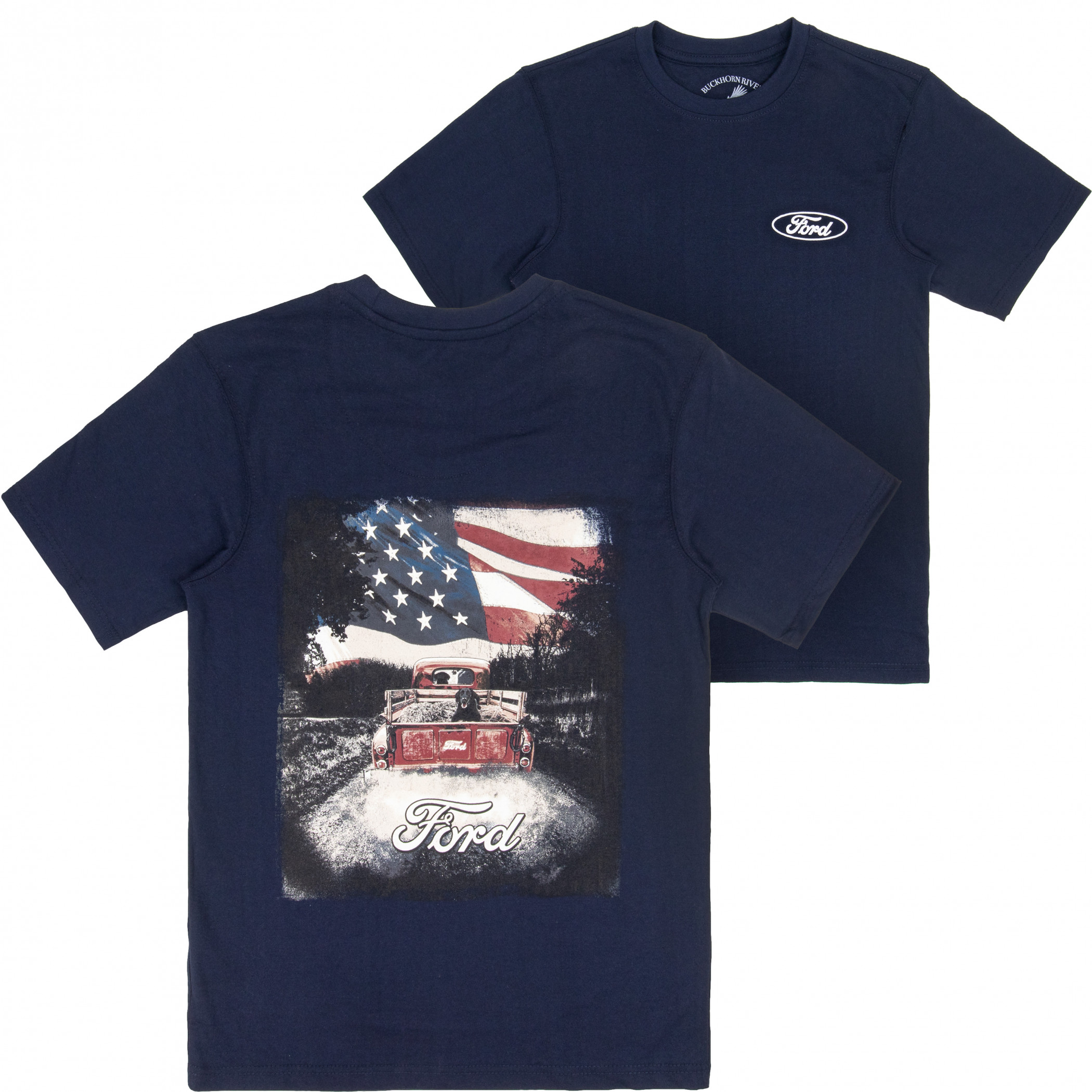 Ford All-American Buckhorn River Front and Back Print T-Shirt