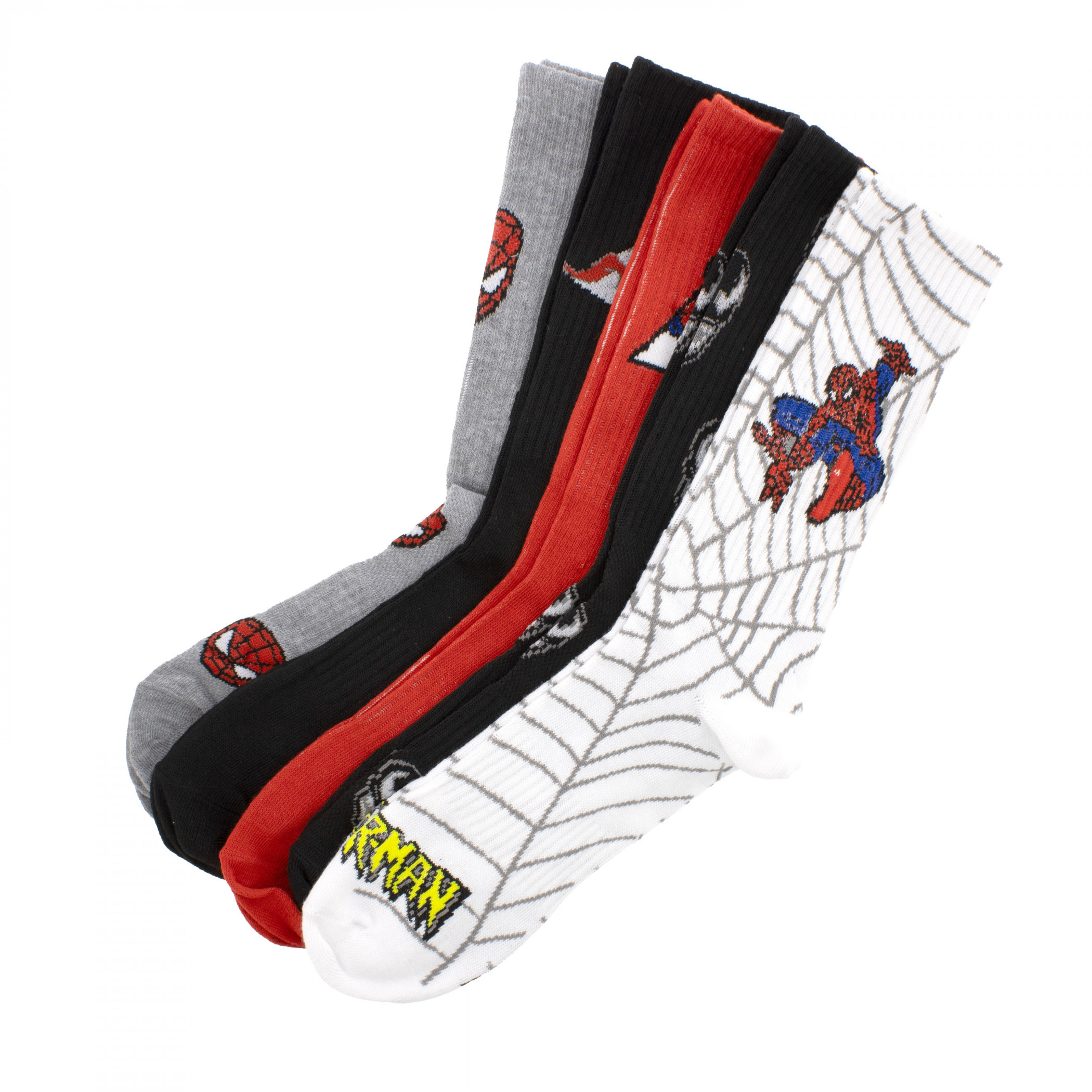 Spider-man Comics 5-Pair Pack of Crew Socks, Multi-Color