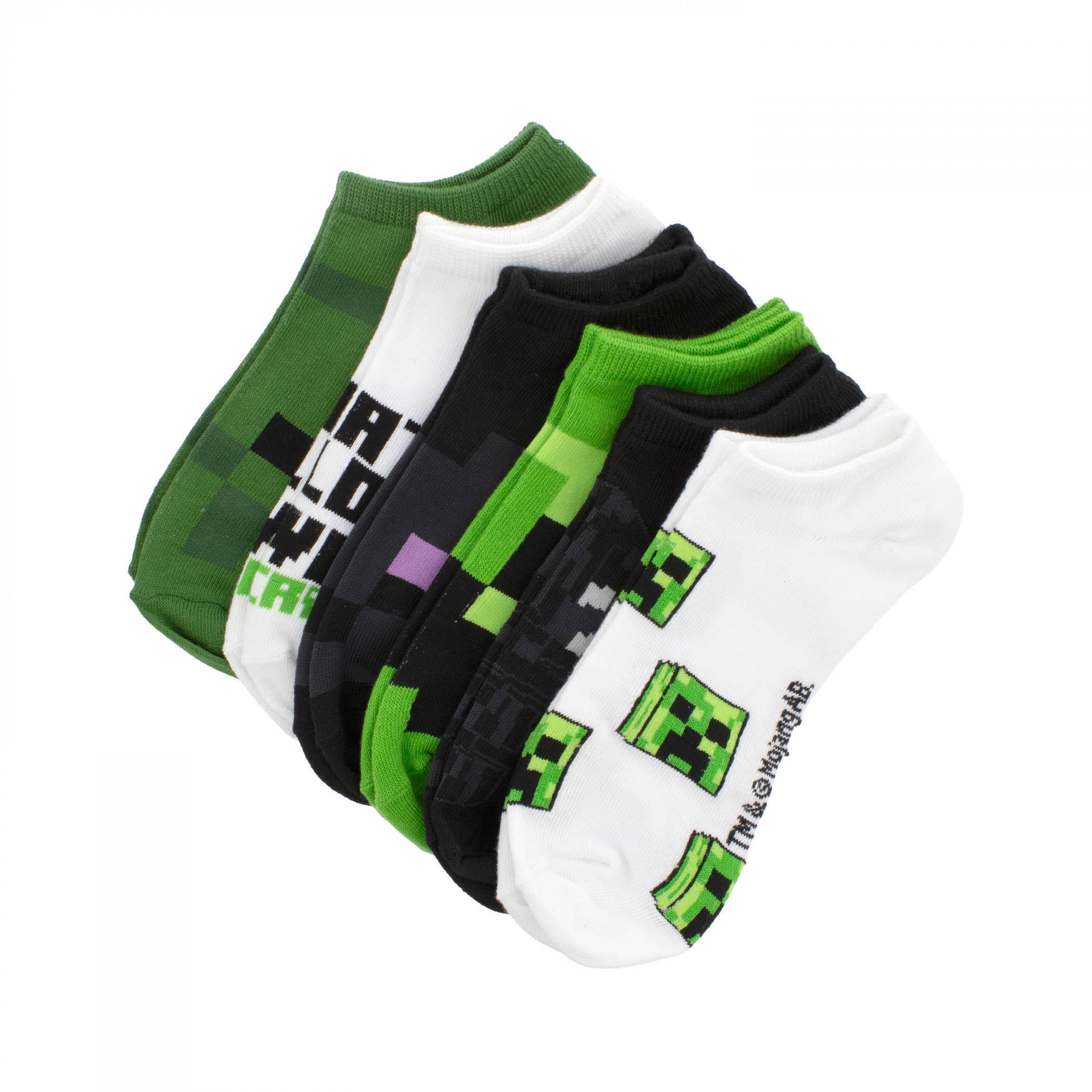 Minecraft Travel 6-Pair Pack of Youth Ankle Socks, Multi-Color