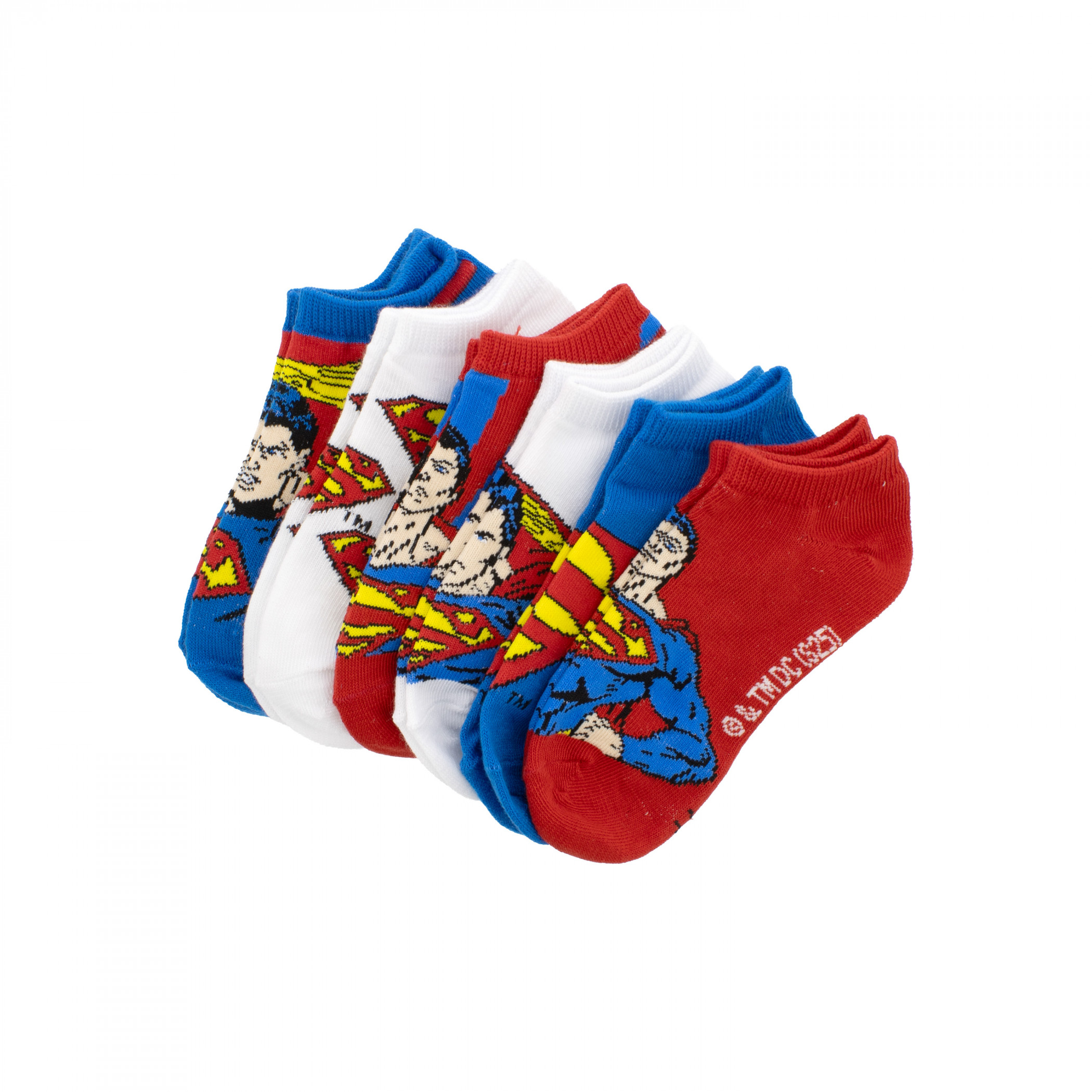 Superman Classic 6-Pair Pack of Youth Ankle Socks, Multi-Color