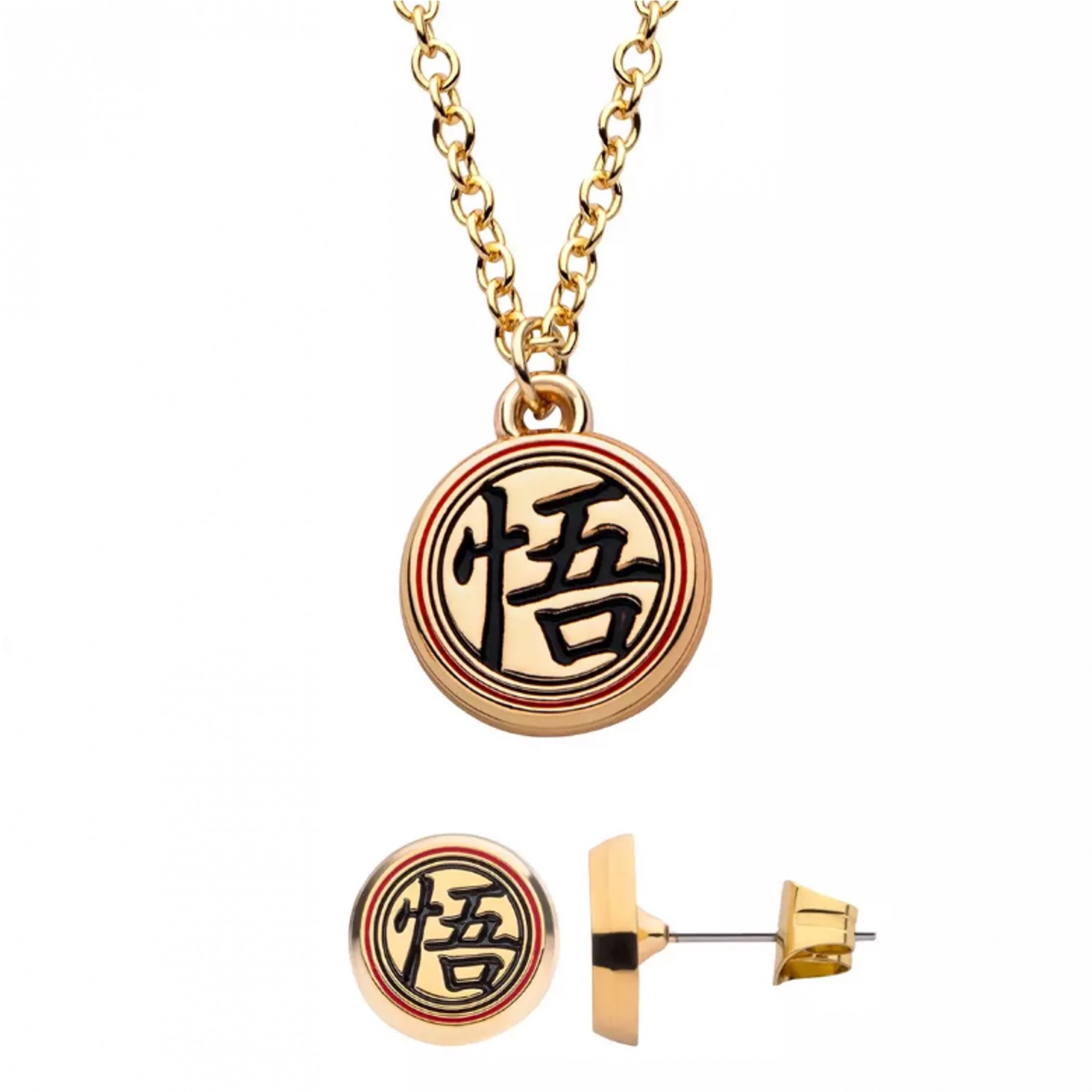 Dragon Ball Z Kanji Necklace and Earrings Set, Multi-Color