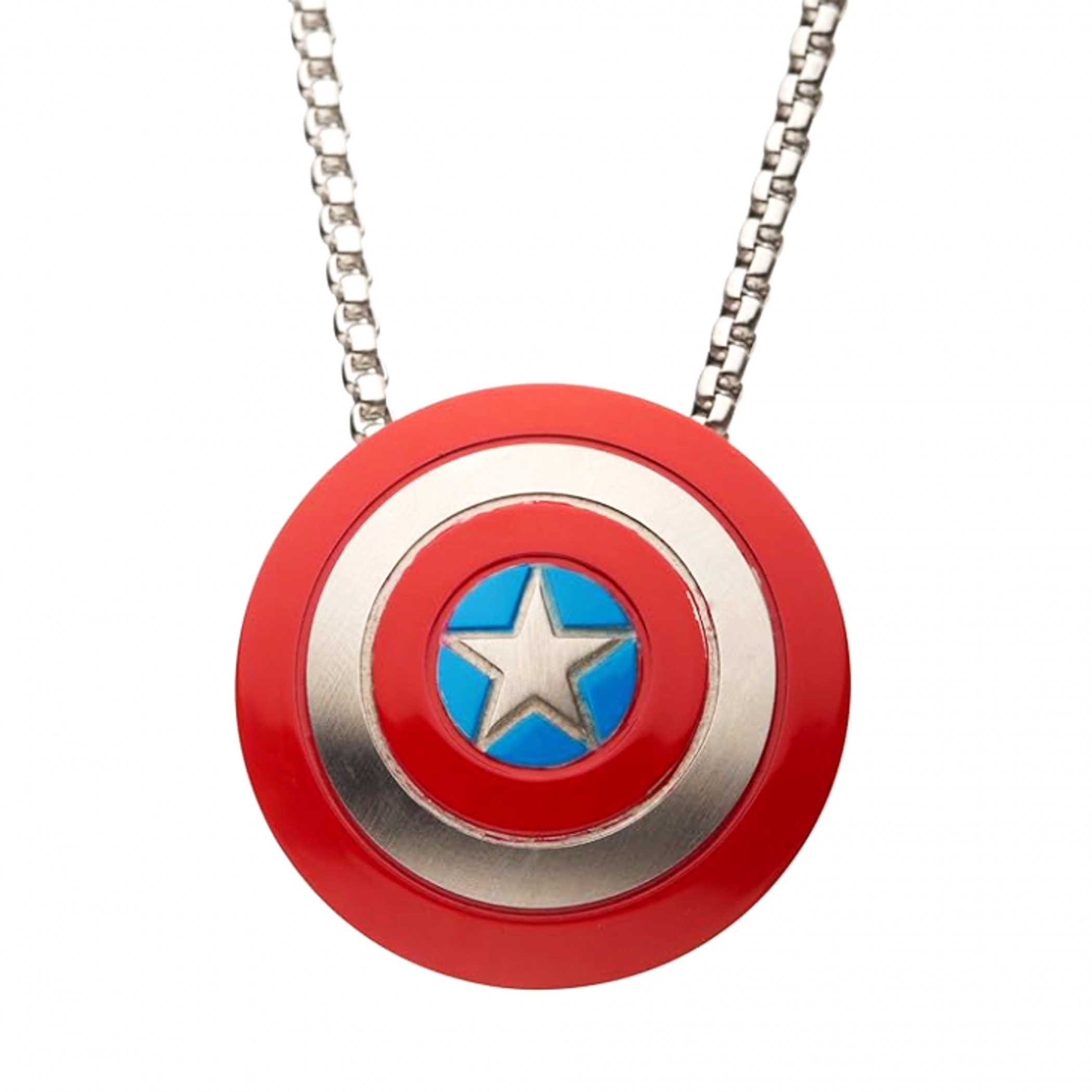 Captain American Stainless Steel Pendant Youth 16' Necklace, Multi-Color