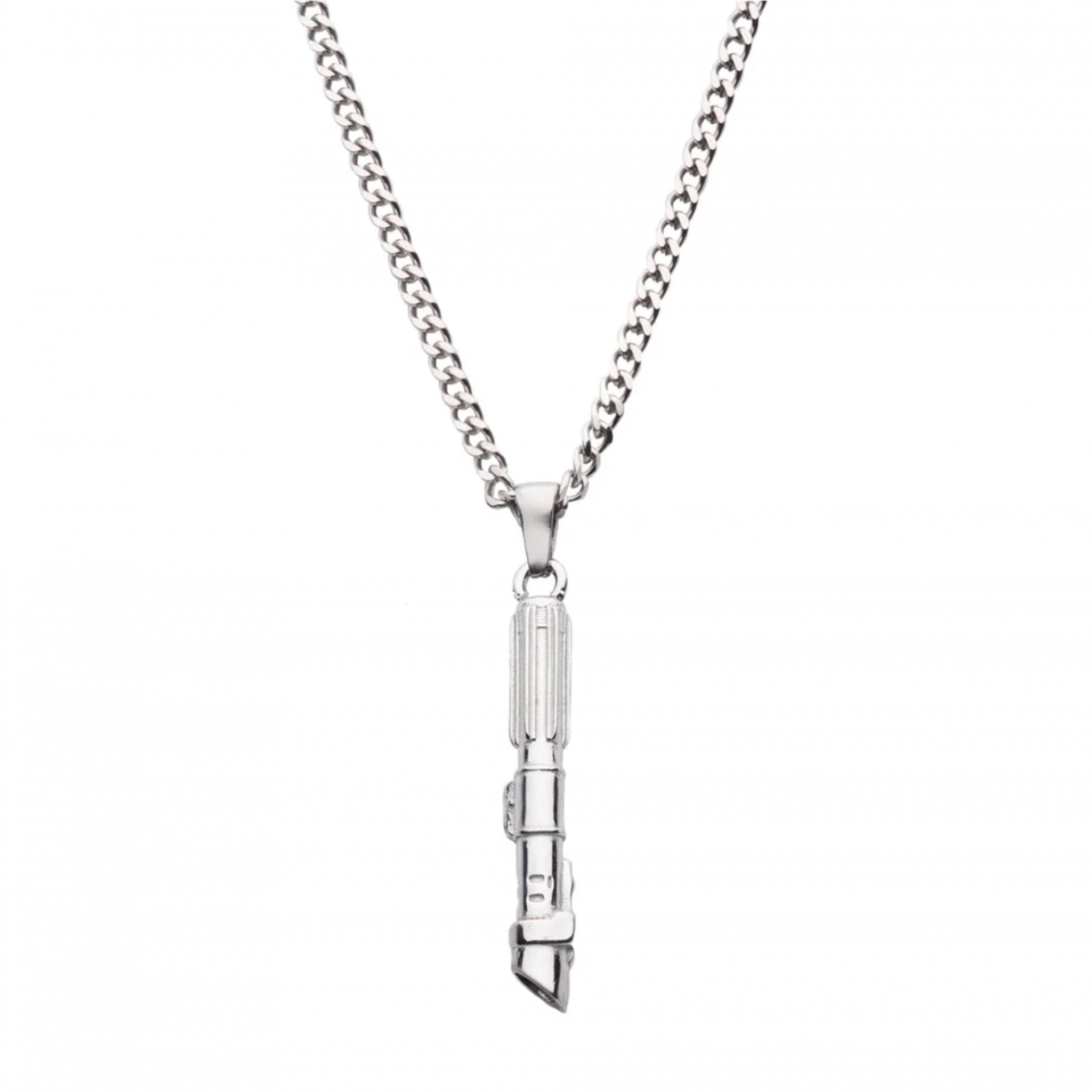 Star Wars Obi-wan Kenobi's 3D Darth Vader Lightsaber Handle Necklace, Silver