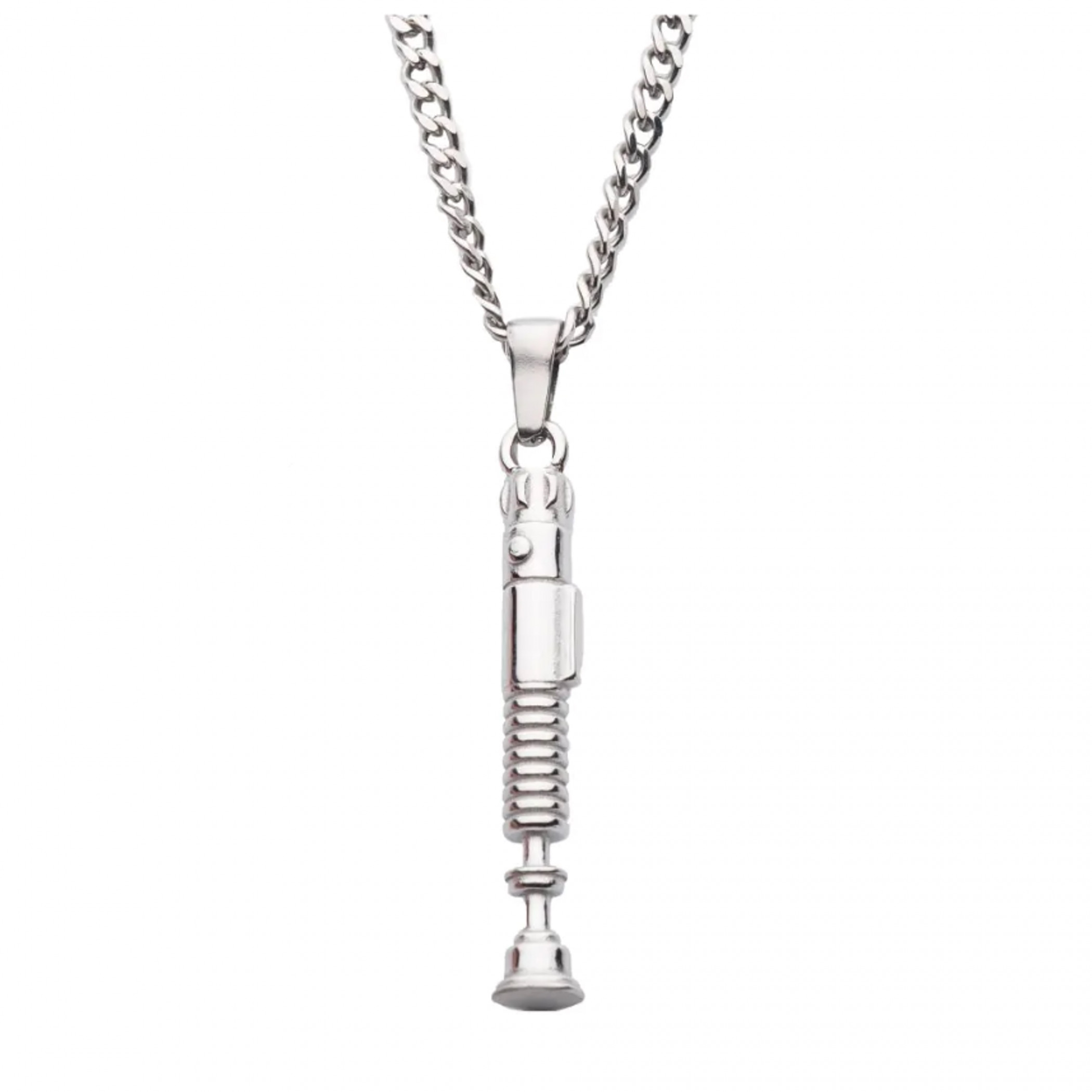 Star Wars Obi-wan Kenobi's 3D Lightsaber Handle Pendant Necklace, Silver