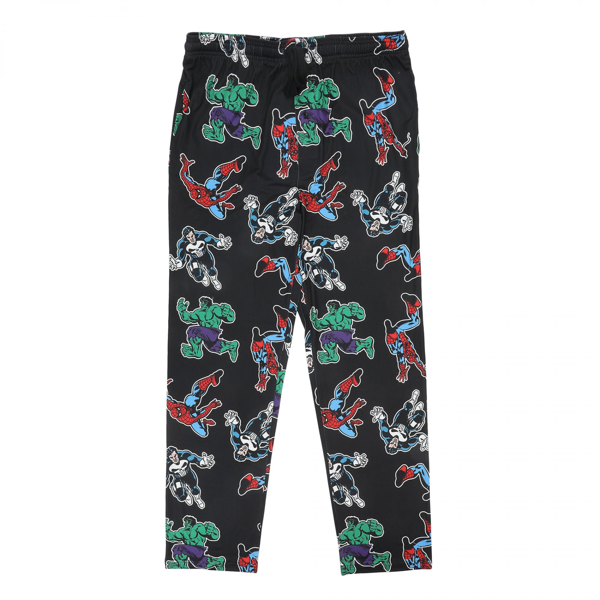 Spider-Man  Punisher and Hulk All Over Print Sleep Pants, Black
