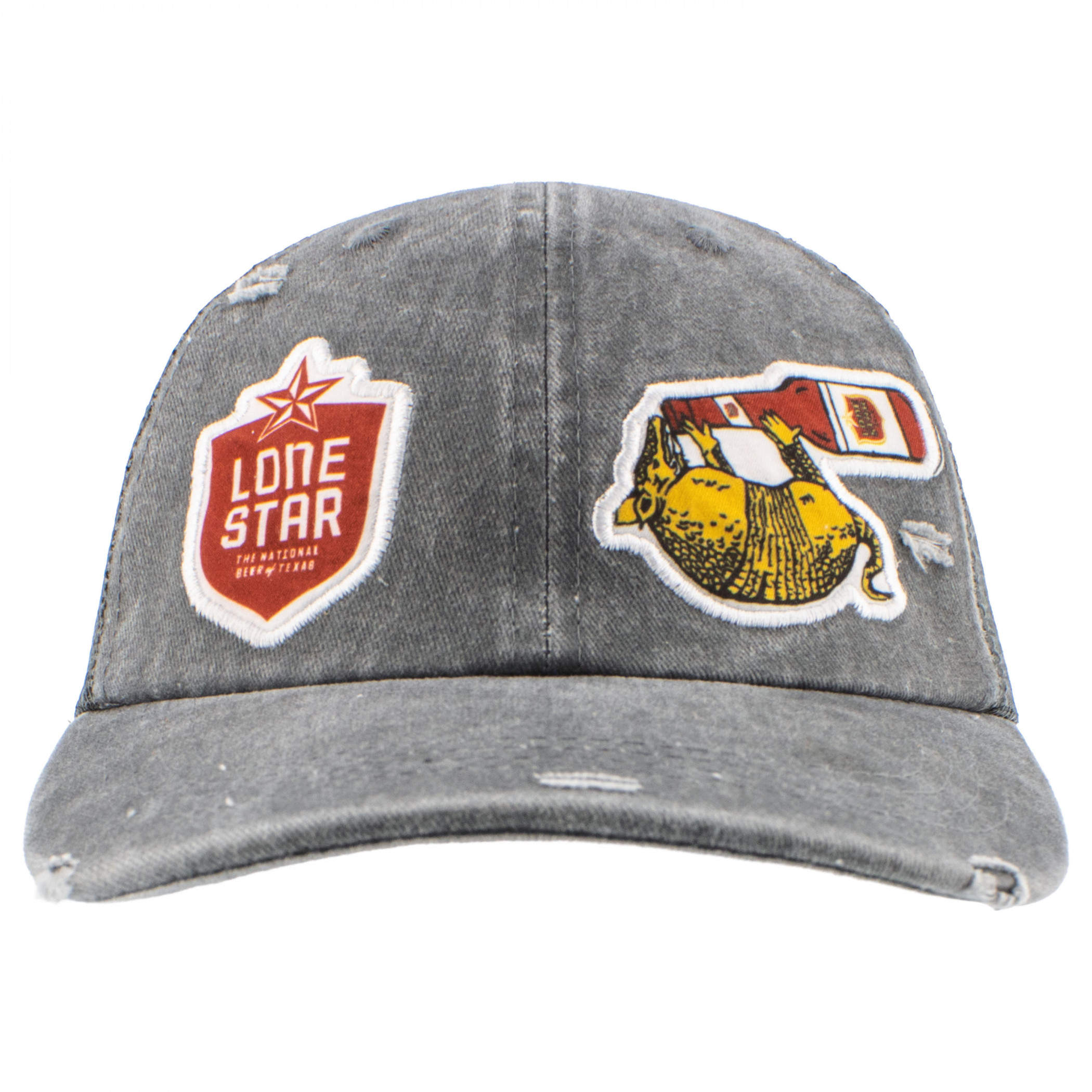 Lone Star Embroidered Drinking Armadillo Distressed Snapback Hat