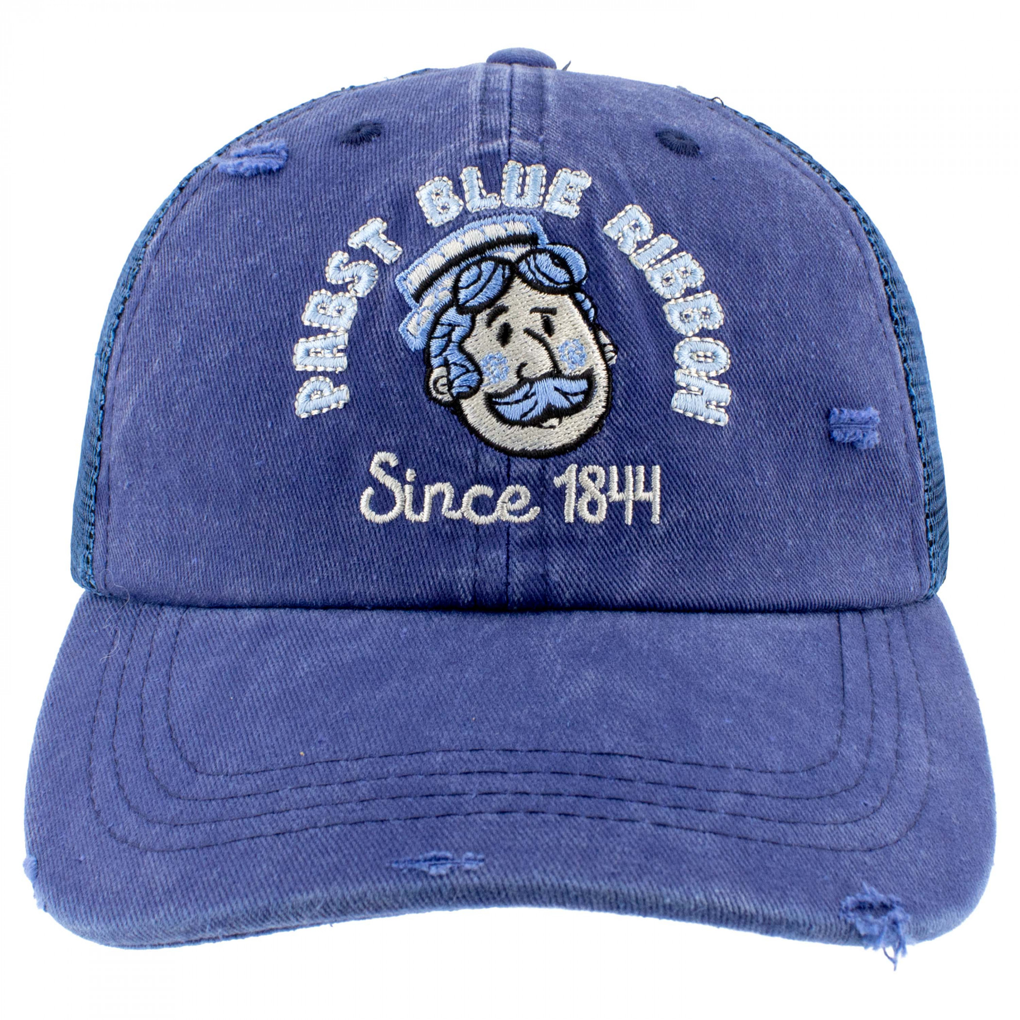 Pabst Blue Ribbon Bartender Since 1844 Distressed Snapback Hat